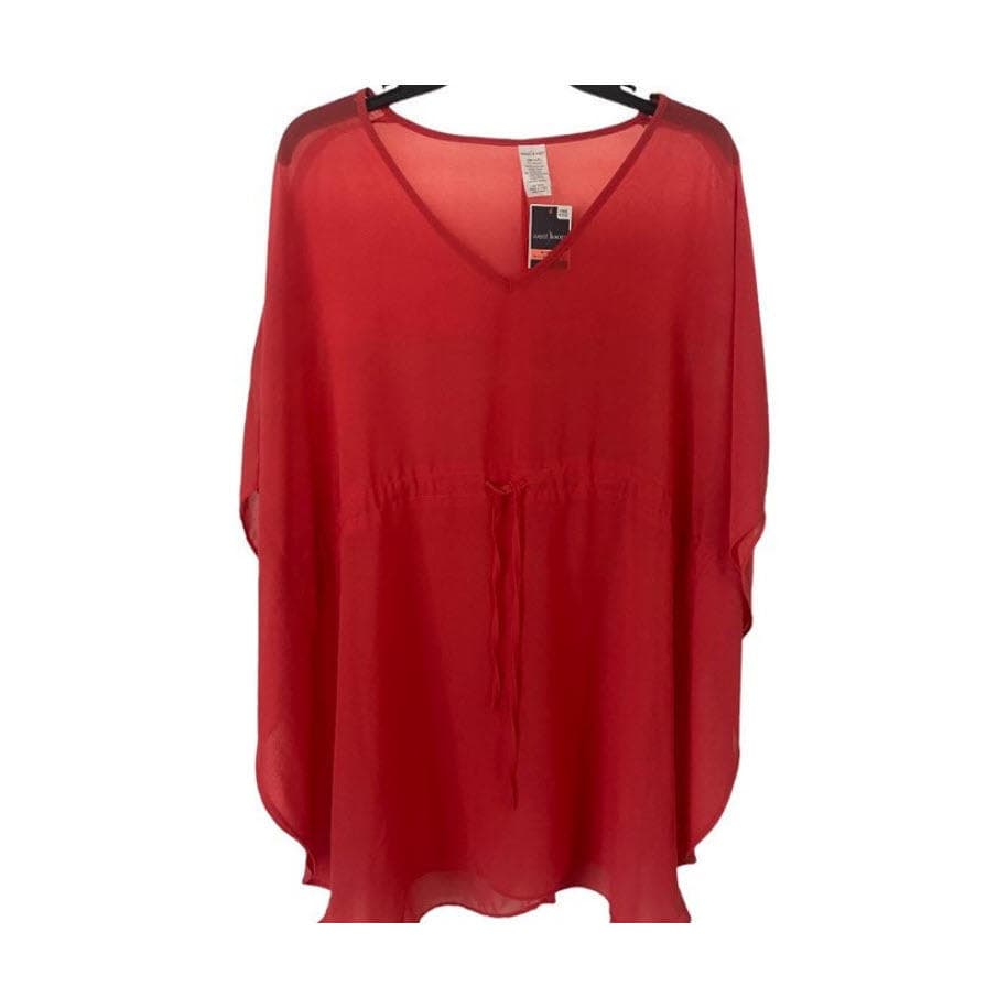 West Loop Women's Semi-Sheer Beach Cover-Up One Size Fits Most Coral