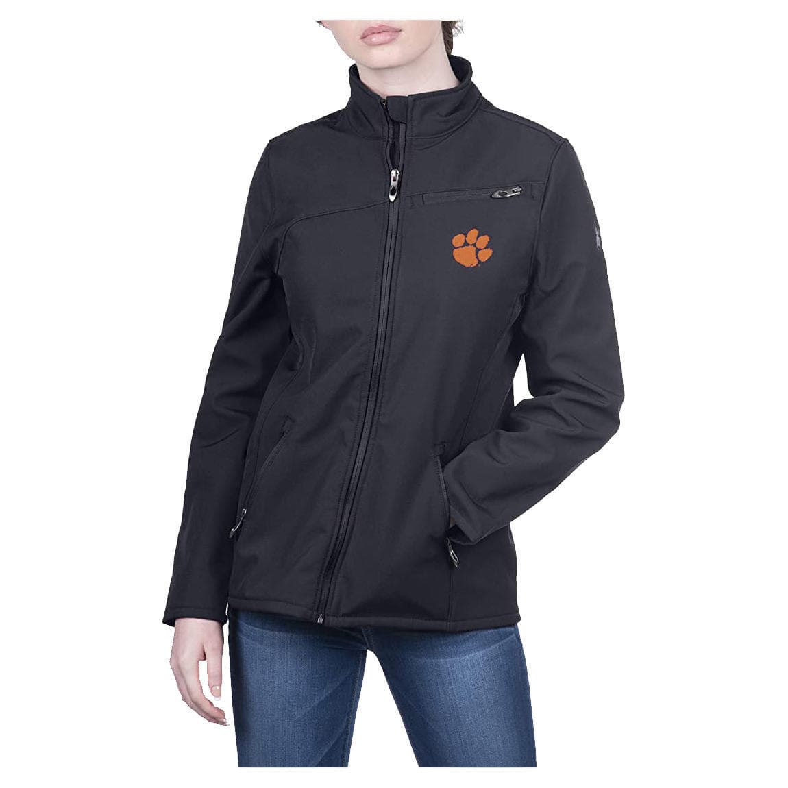 Spyder Women's Clemson Tigers Gameday Transport Softshell Jacket Black Medium