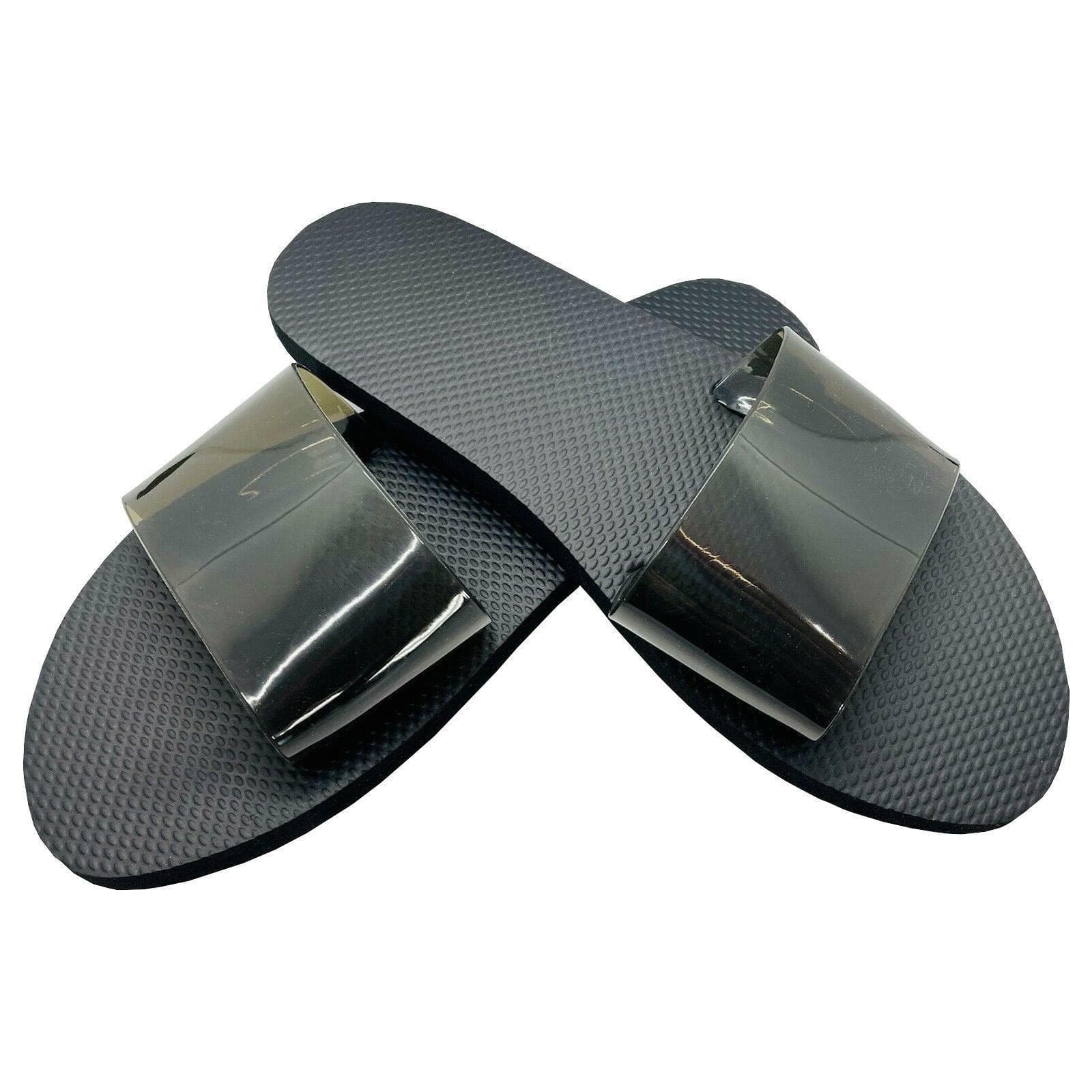 West Loop Women's Jelly Slides Foam Sandals Black Medium (7-8)