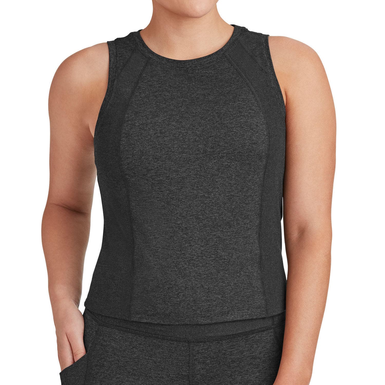 Members Mark Women's Soft Rib Cropped Tank Size XL XXL Charcoal Gray Heather