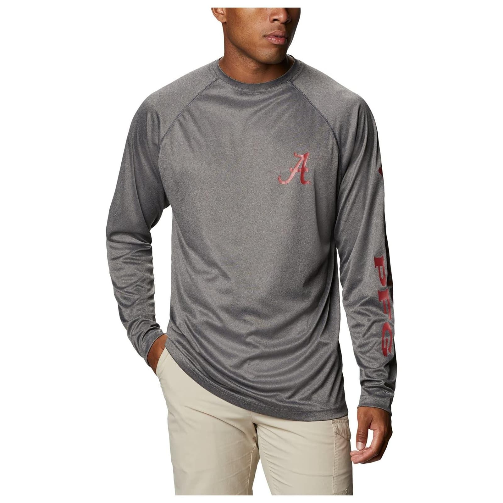 Columbia Men's Alabama Crimson Tide Terminal Tackle Long Sleeve PFG Shirt Gray