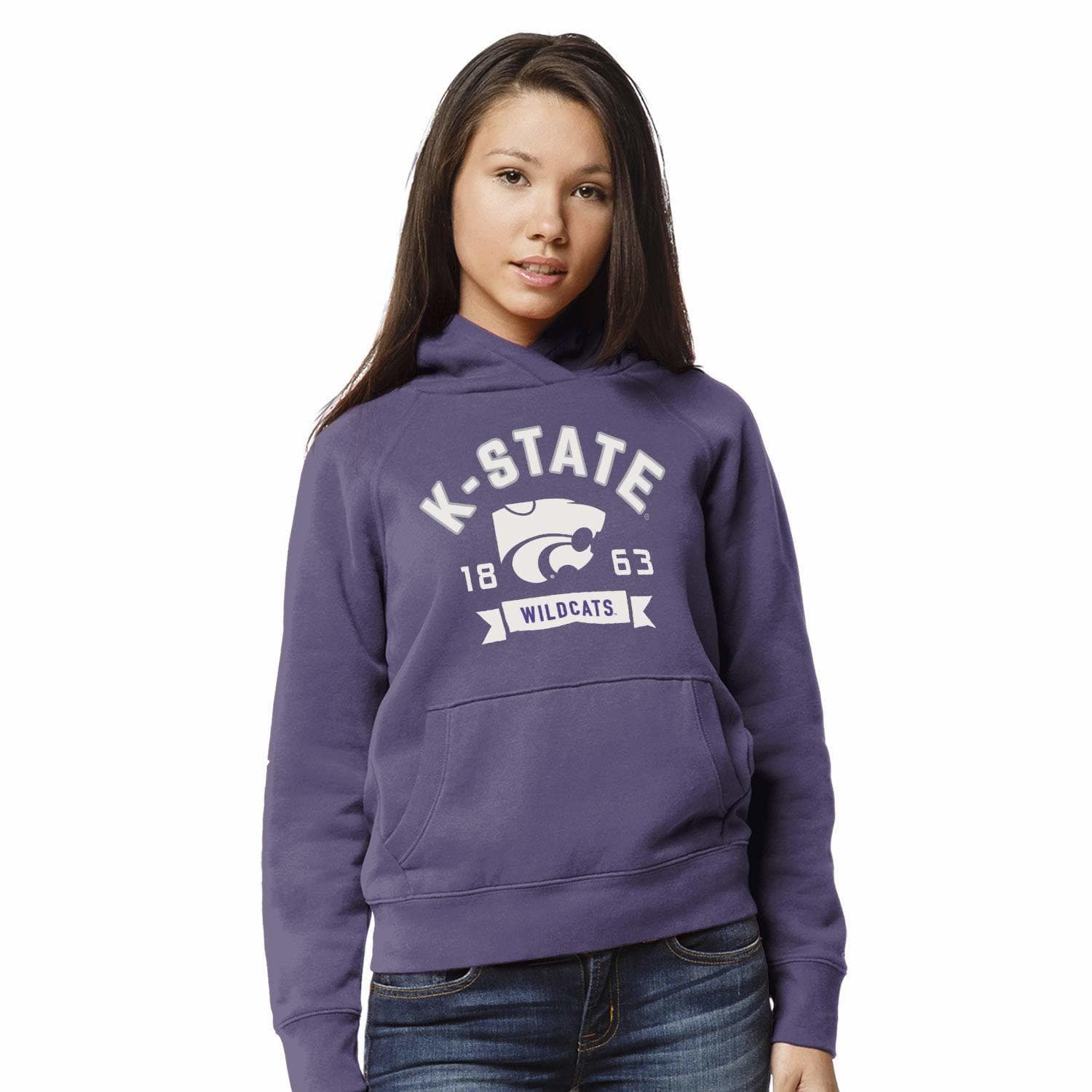League Brand Women's Kansas State Wildcats Academy Pullover Hoodie Purple Large