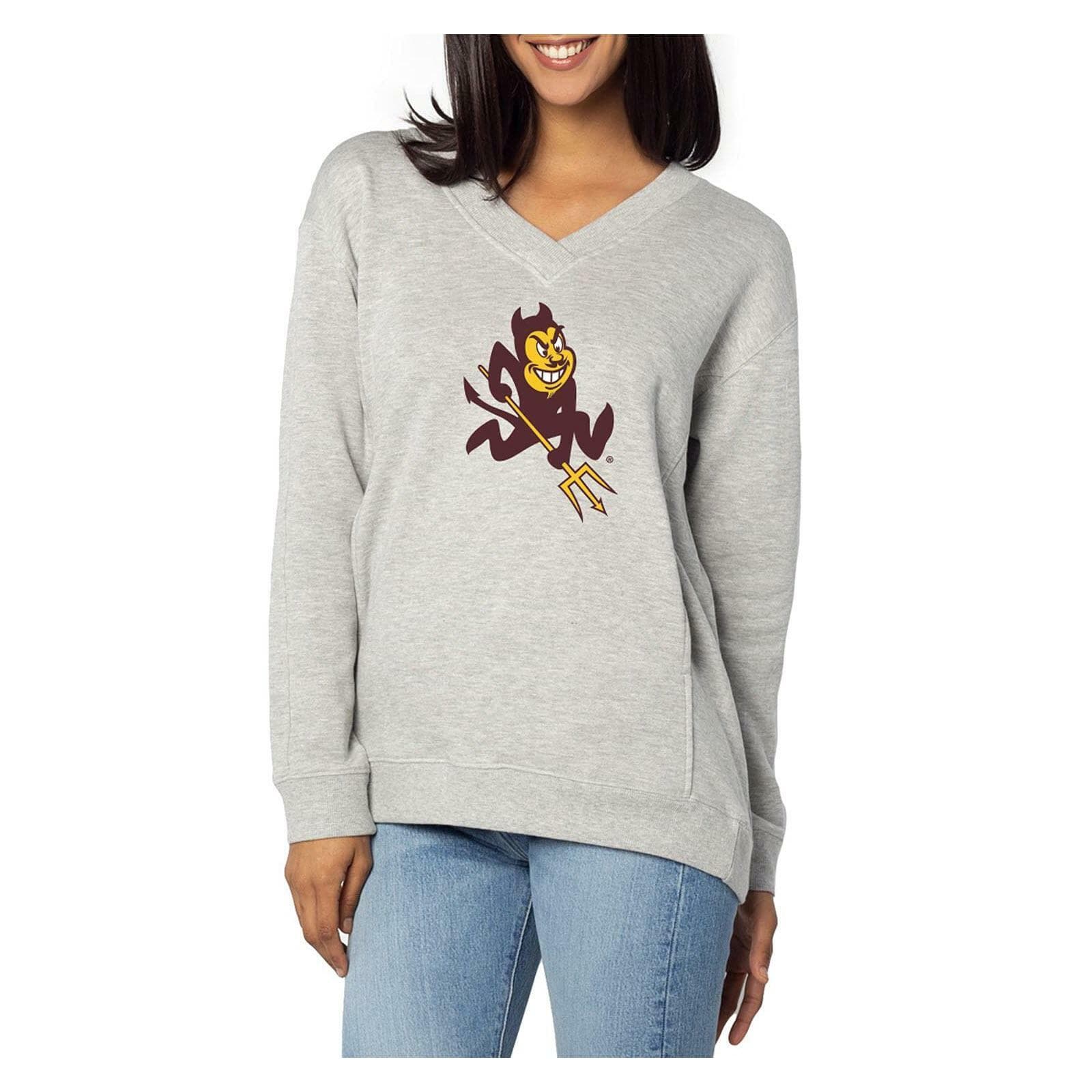 UG Apparel Women's Arizona State Sun Devils Ivy League V-Neck Sweatshirt Large
