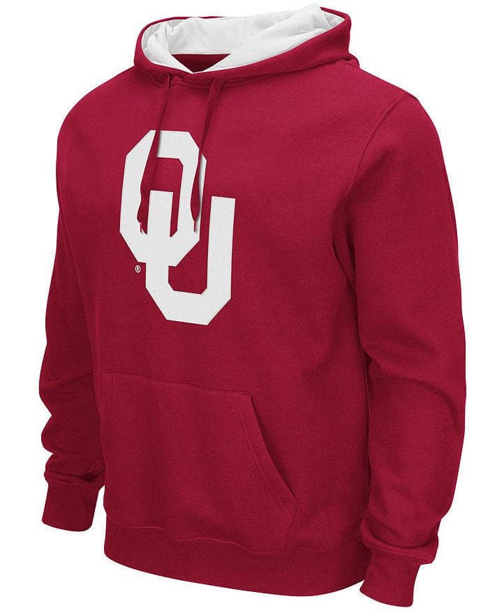 Colosseum Men's Oklahoma Sooners Big Logo Pullover Hoodie Red Medium $60 Value