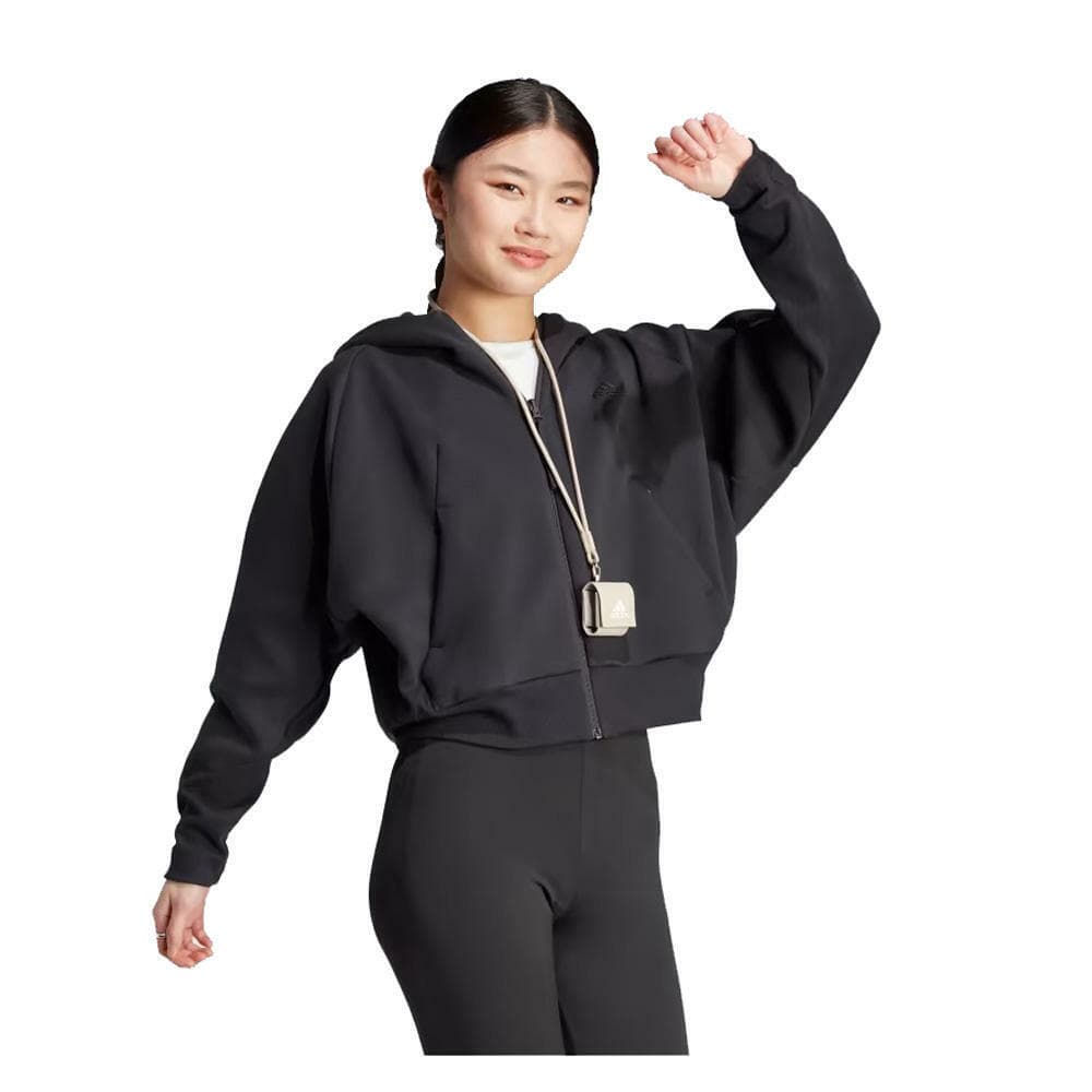 Adidas Women's Z.N.E Premium Fleece Full Zip Hoodie Black 4XLT