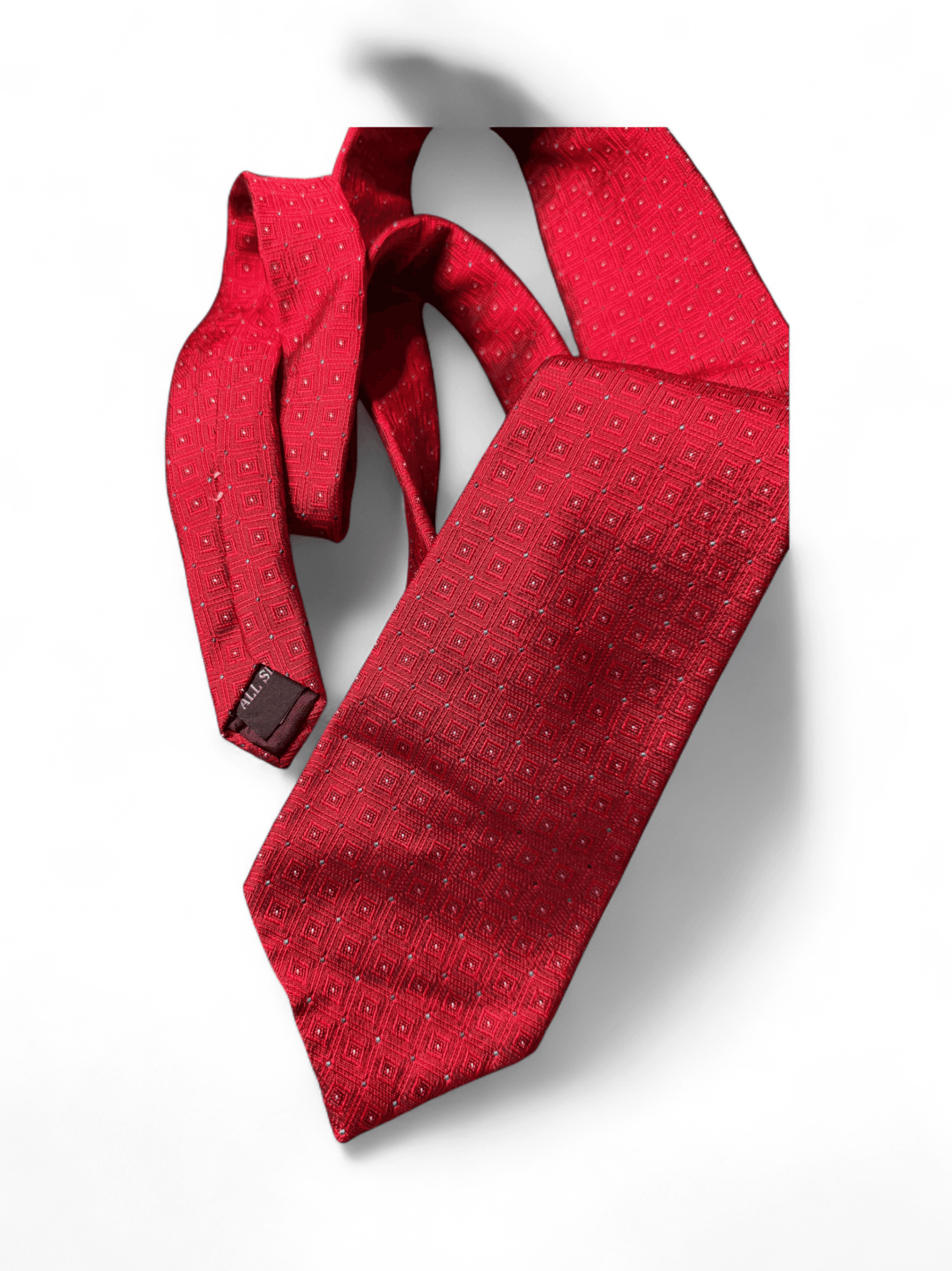 Vintage 90s Oscar de la Renta Silk Geometric Medallion Red Power Necktie