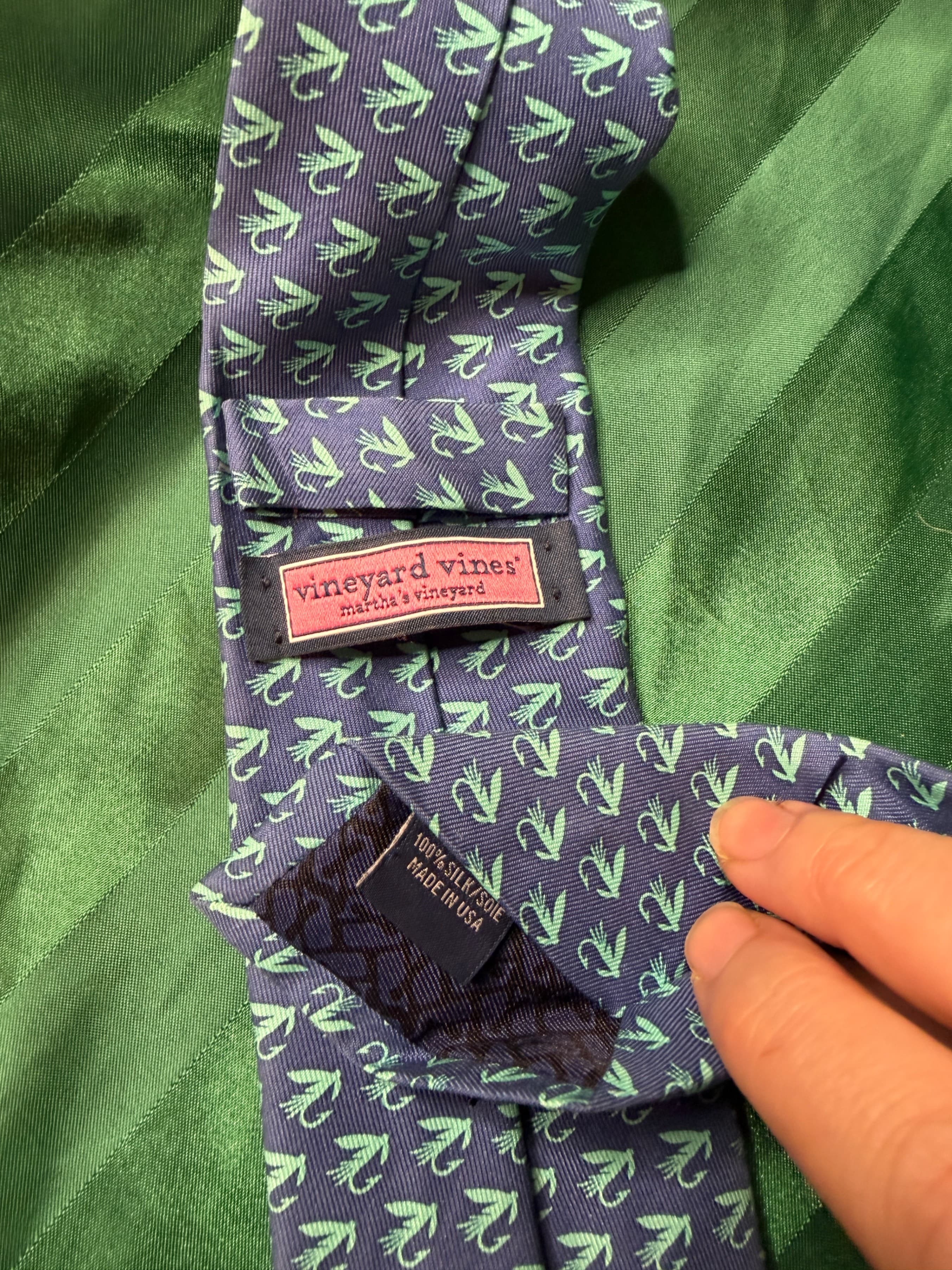 Rare Vintage Vineyard Vines Custom Silk Swan Necktie Periwinkle Slate Blue