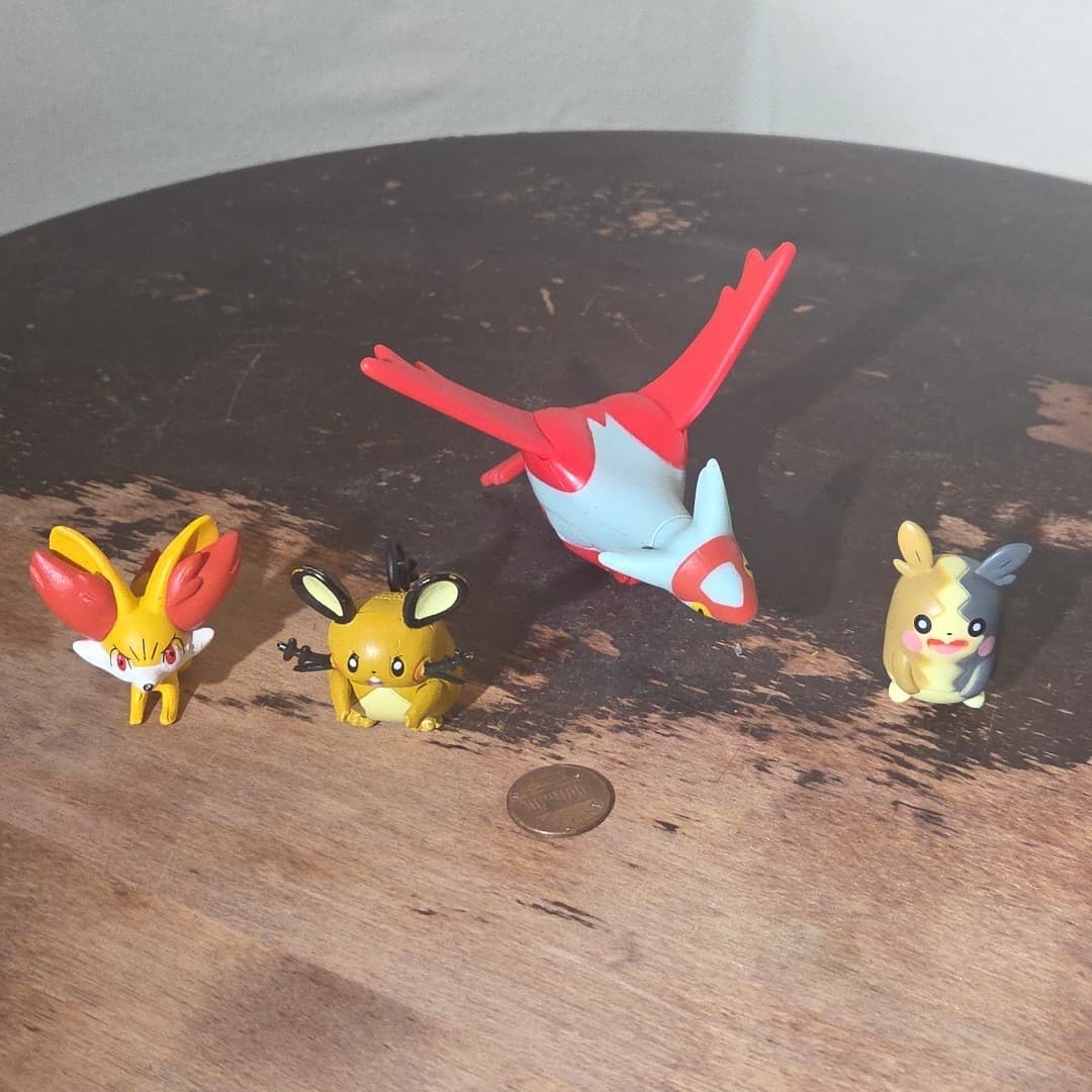 Pokemon Toys Lot Of 4 Fennekin, Raichu, Latios, and a custom-painted Pikach