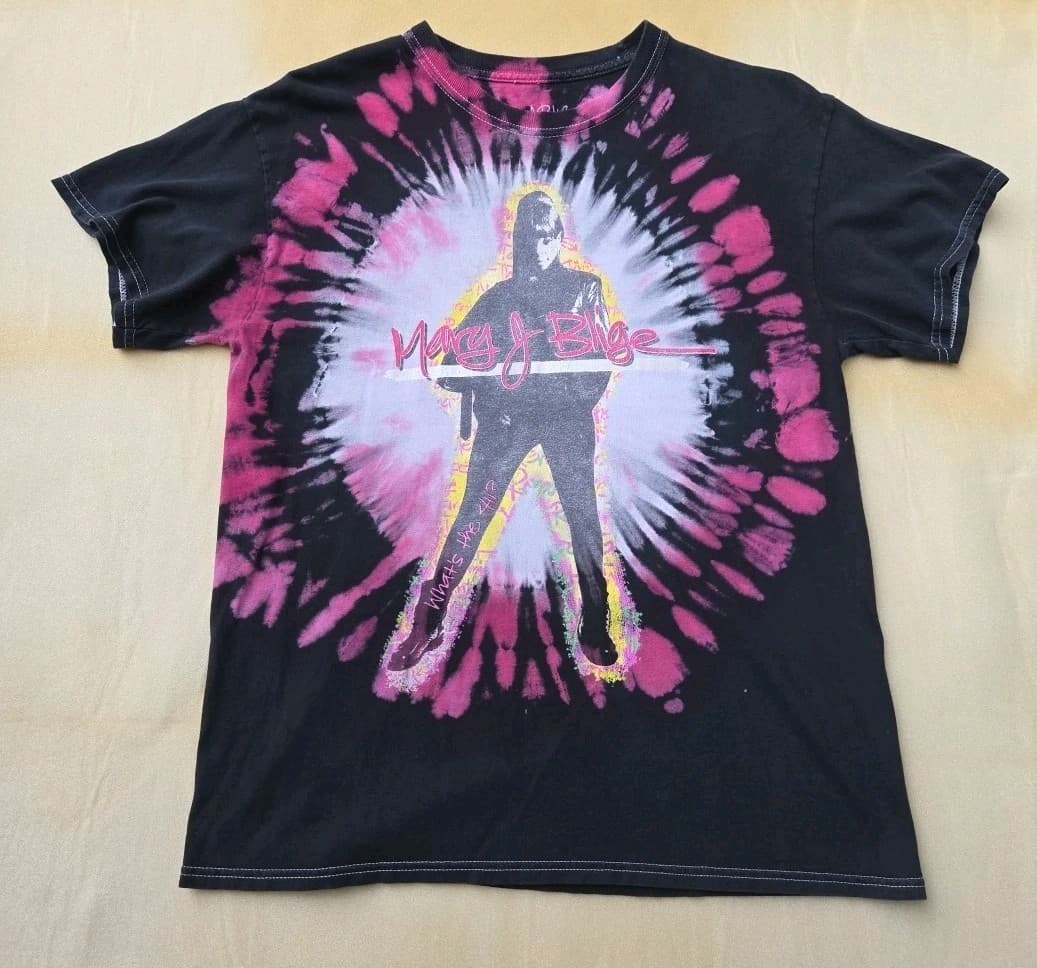 Mary J Blige Tie-Dye T-shirt Black - Measurements Listed