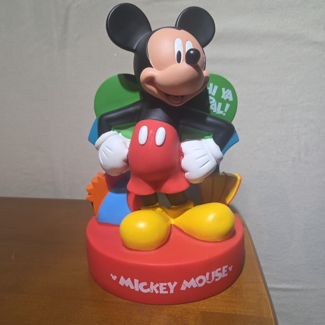 Mickey Mouse Plastic Coin Bank 10" Includes Stopper Vintage