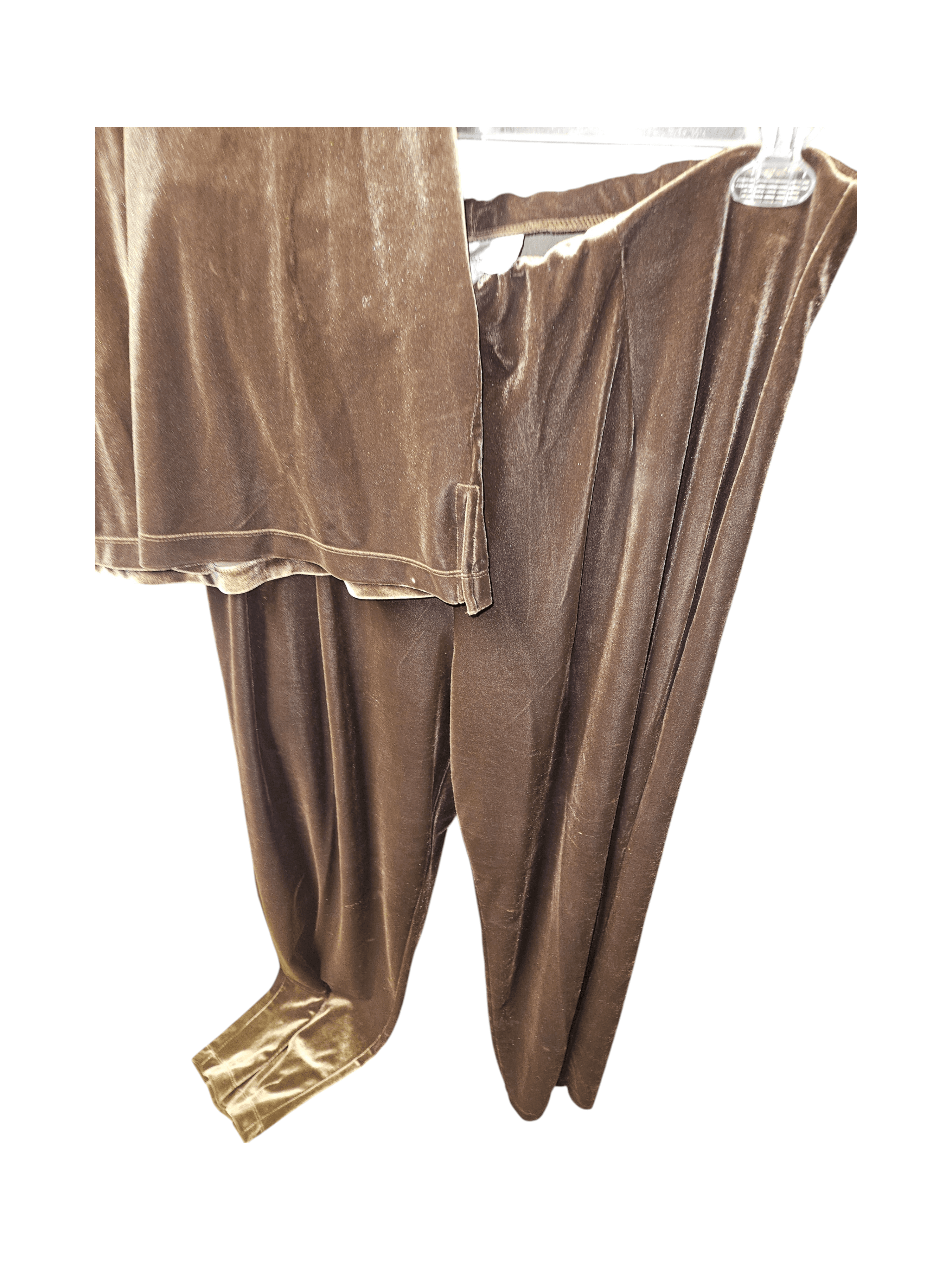 Brown Velvet Sleeveless Top and pants set