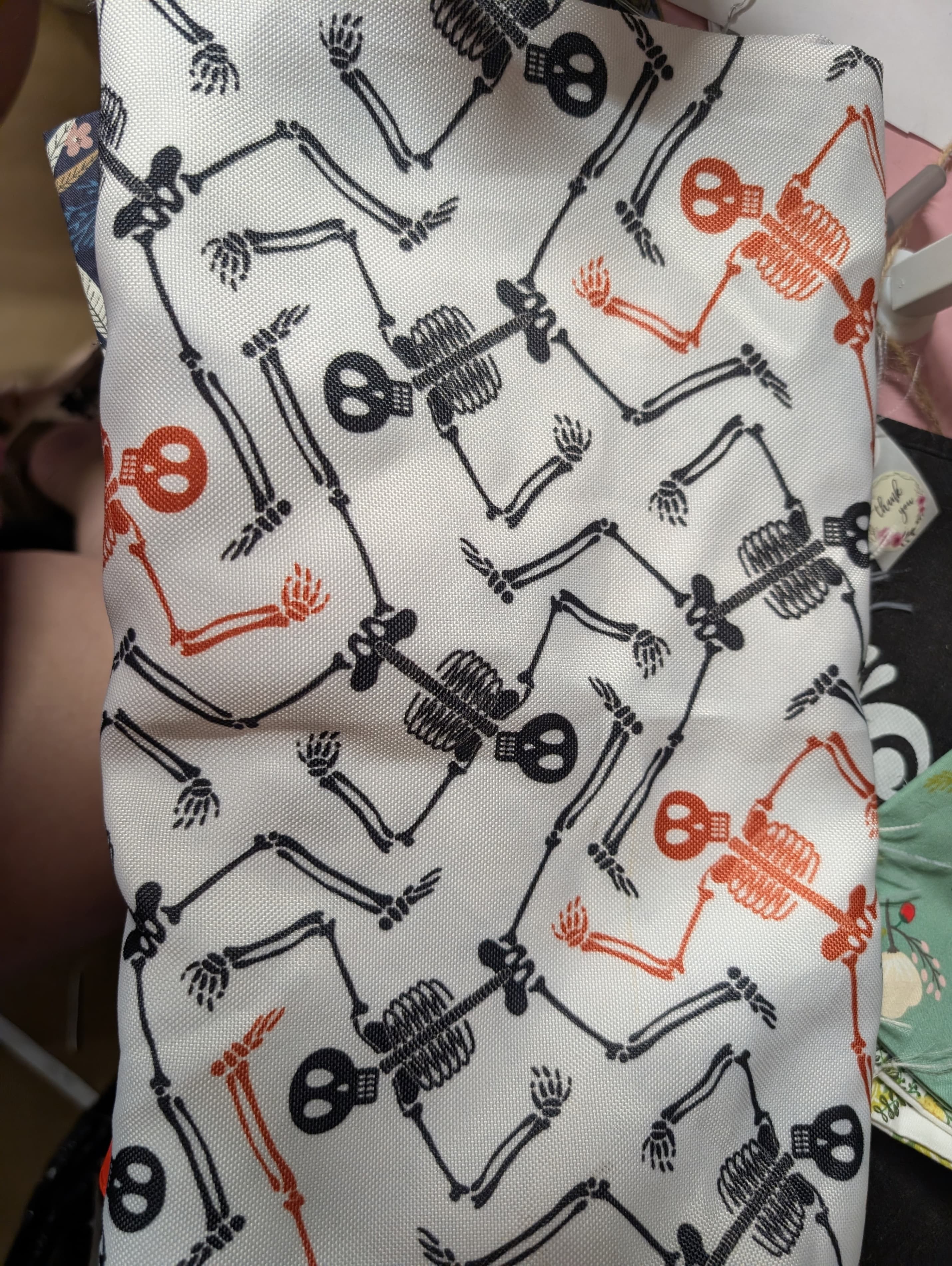 Skeleton Pattern Fabric Halloween Theme