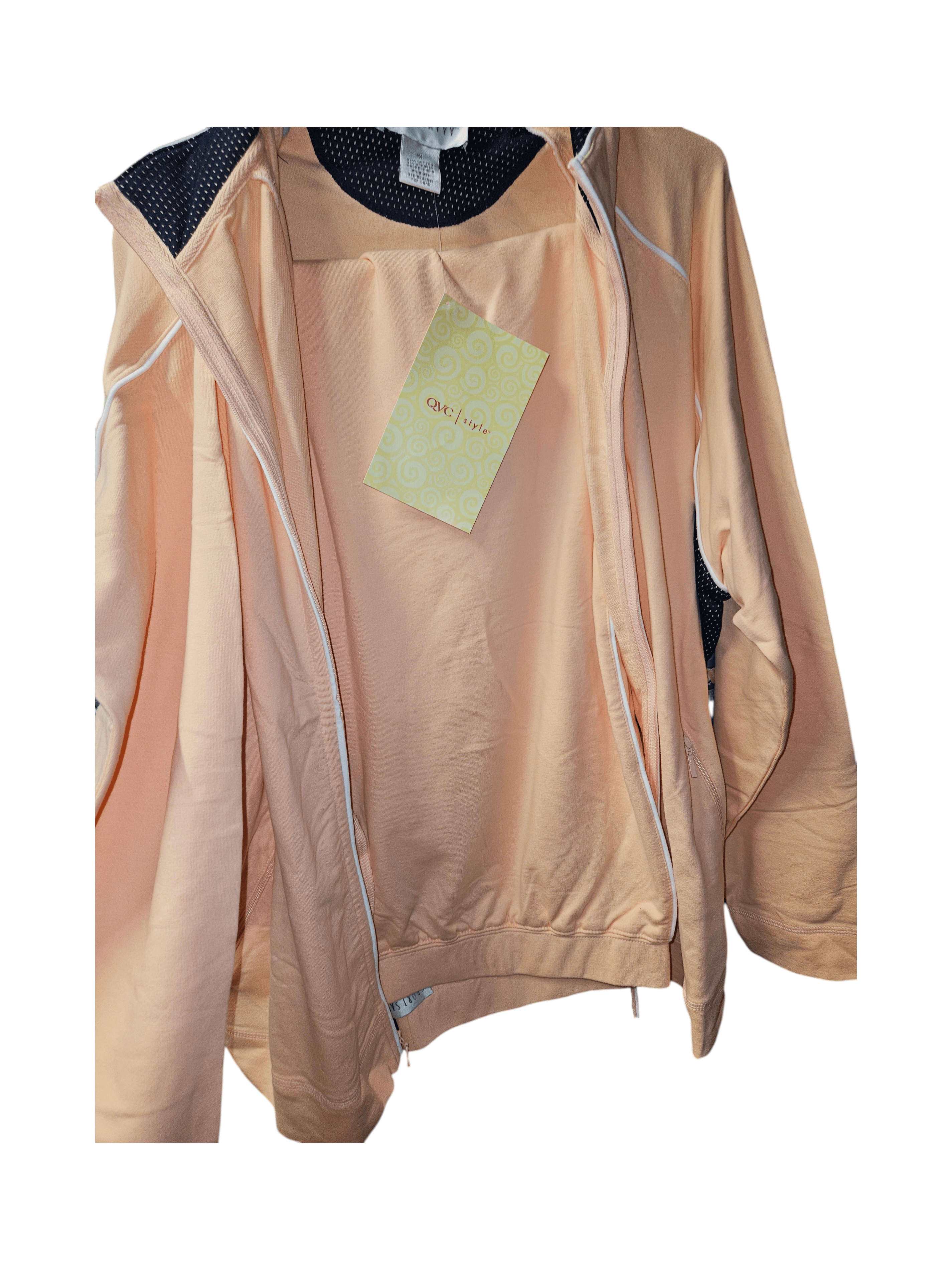 QVC loungewear peach zip-up jacket with pants