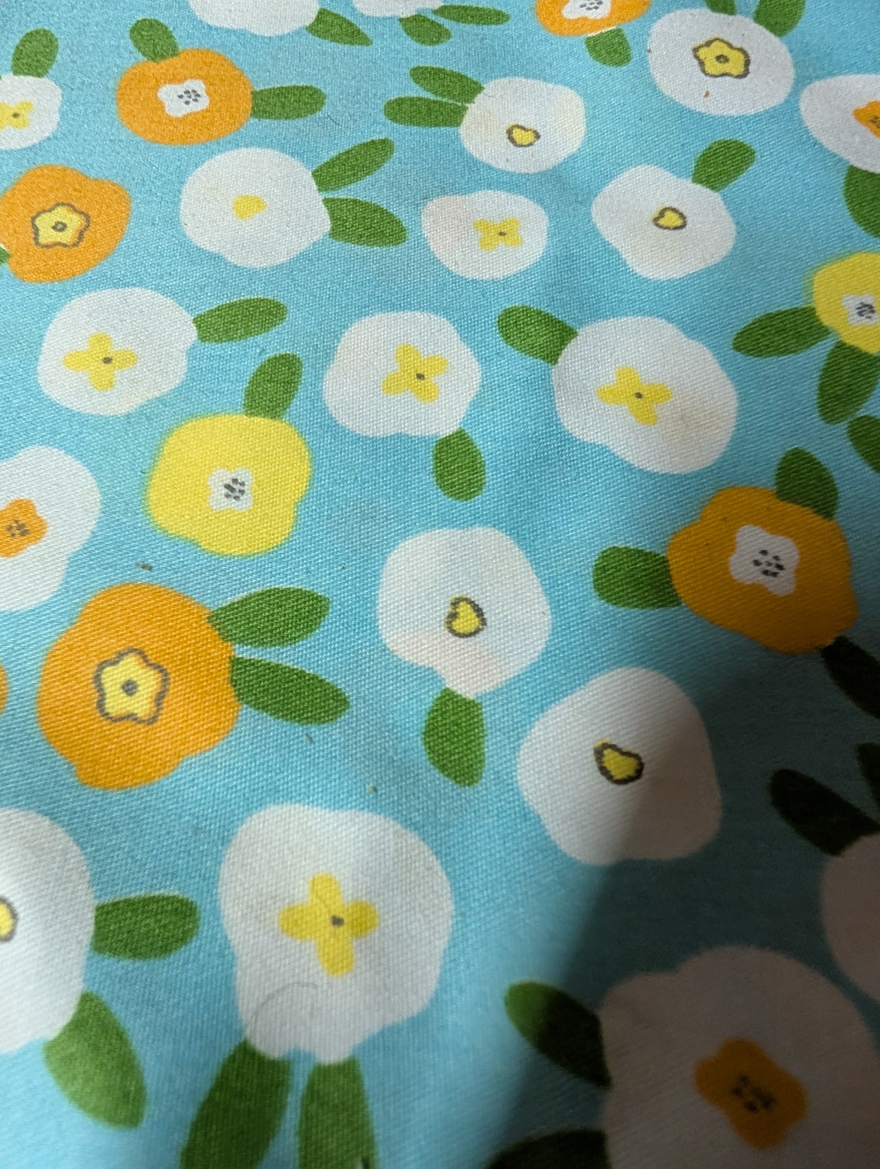 Floral Fabric Square with Blue Background fat quarter