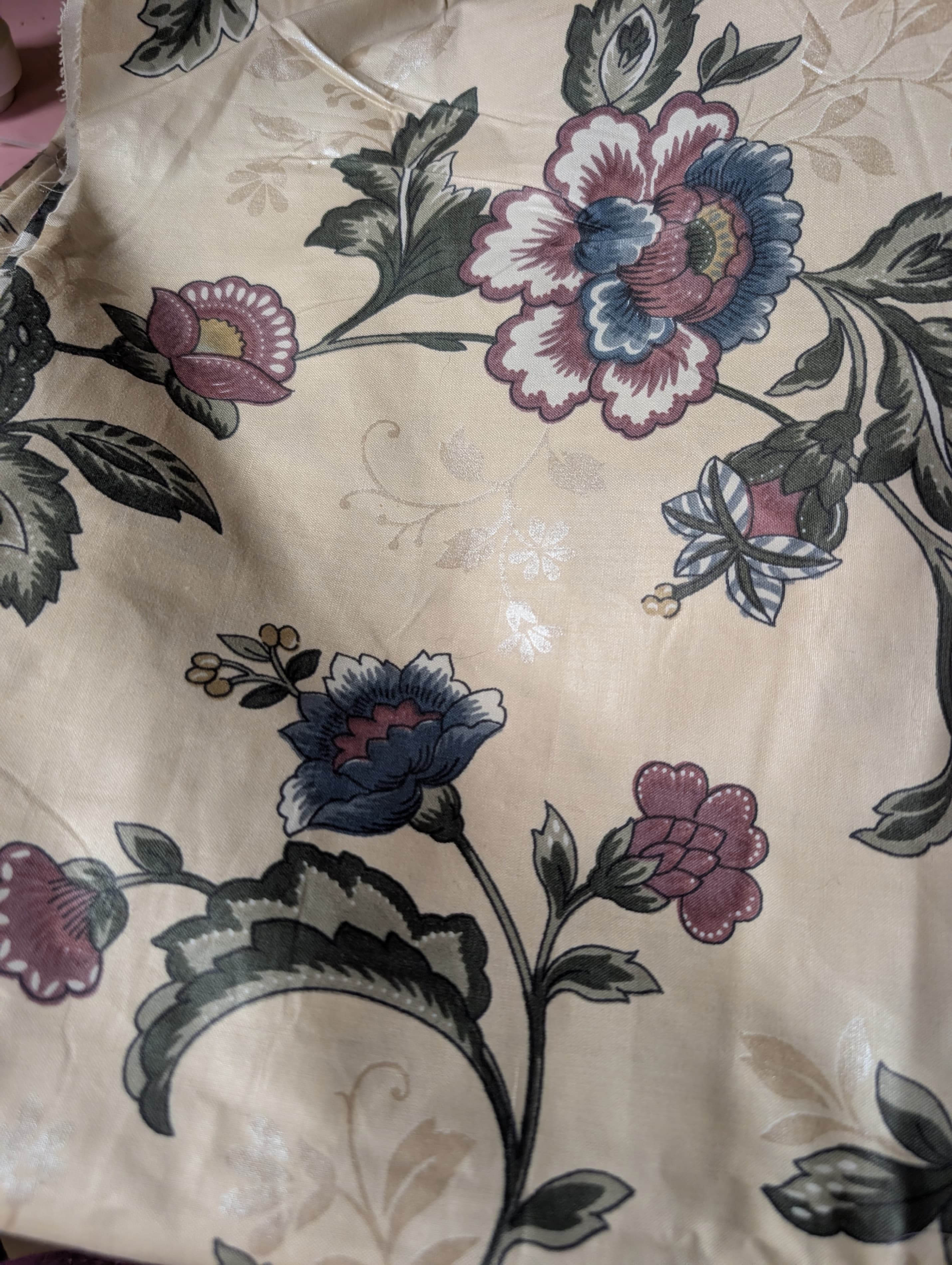 Floral Patterned Fabric with Multicolor Design 2 yds