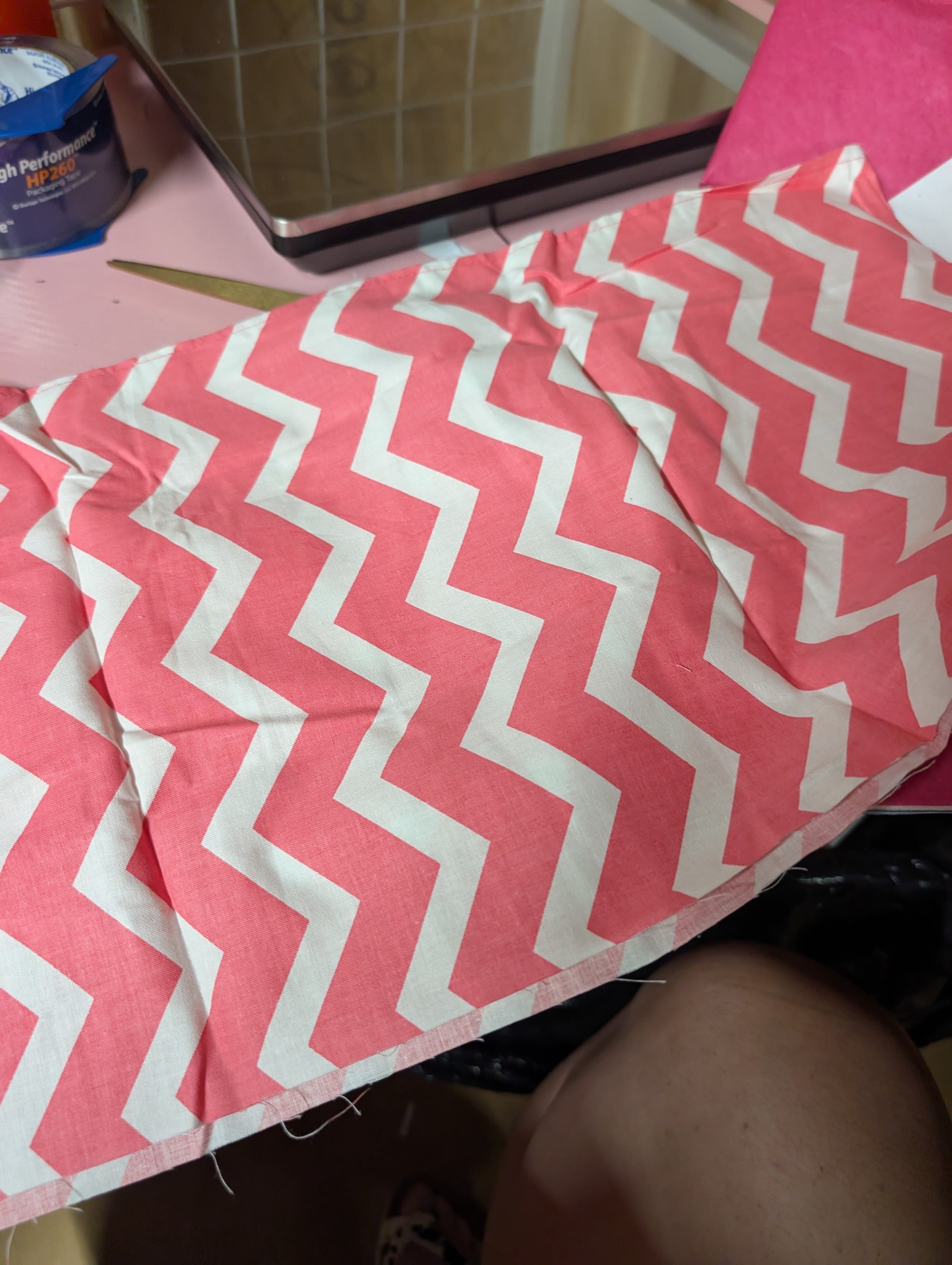 Joann Chevron Fabric Pink and White