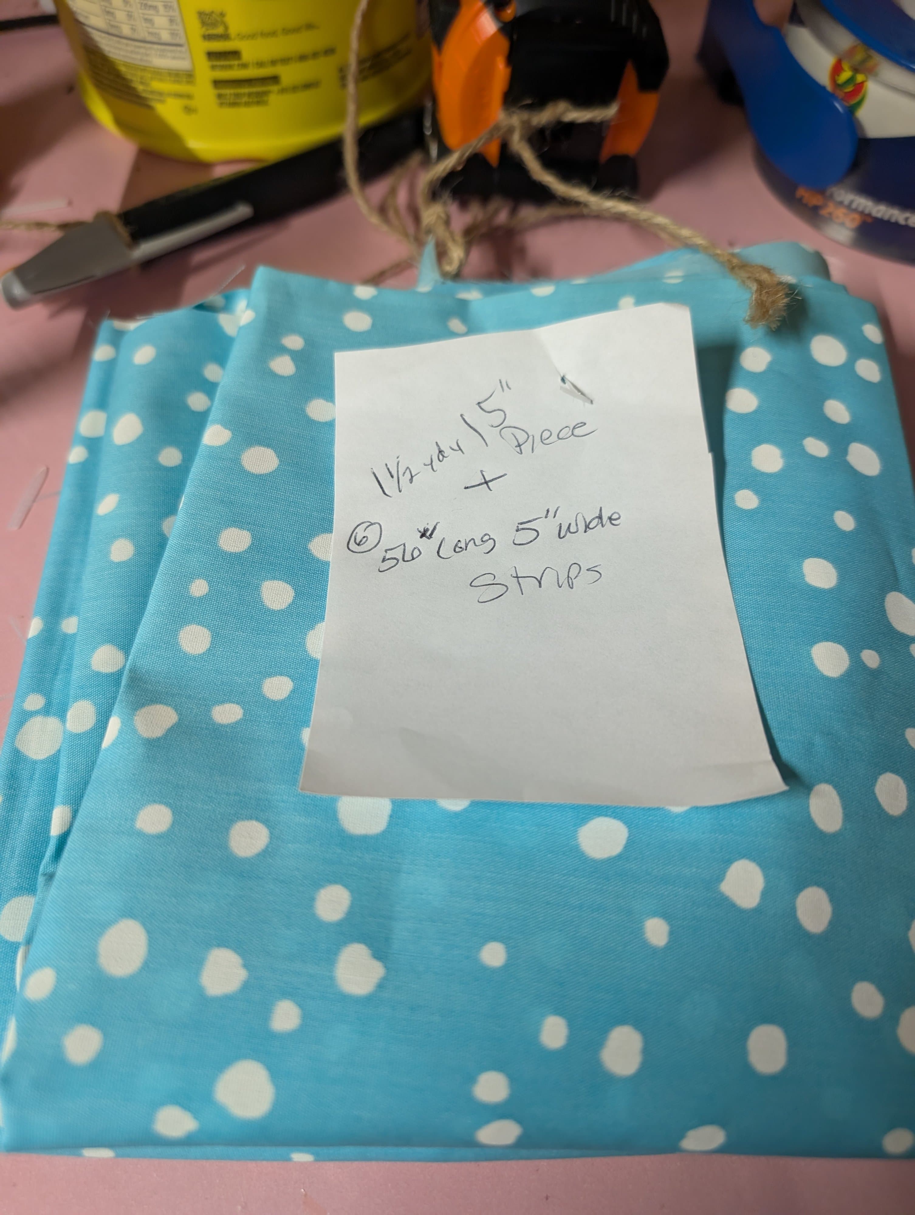 Polka Dot Blue Fabric Bundle 1.5 Yards + Strips