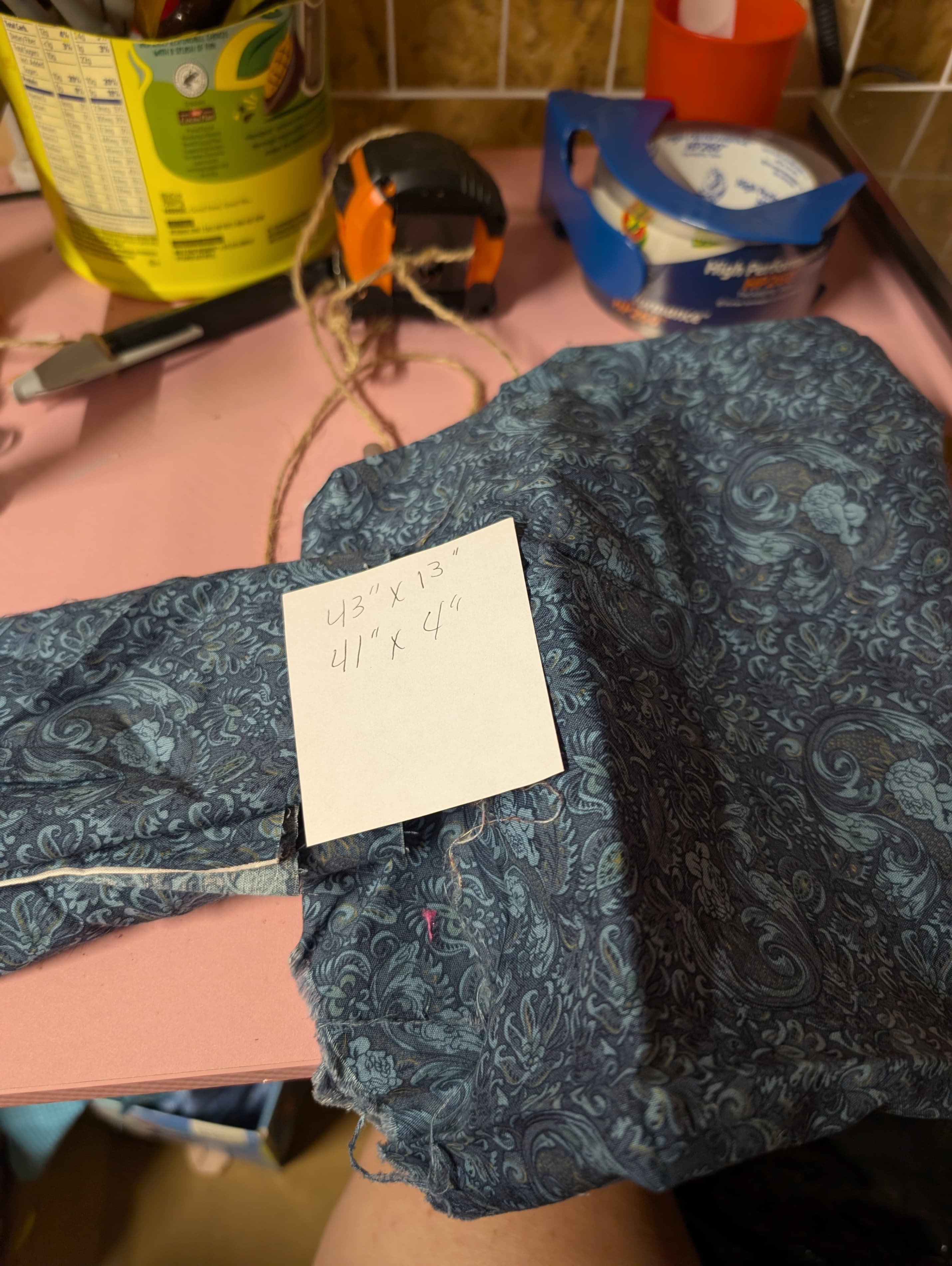 Blue Paisley Fabric with Measurements