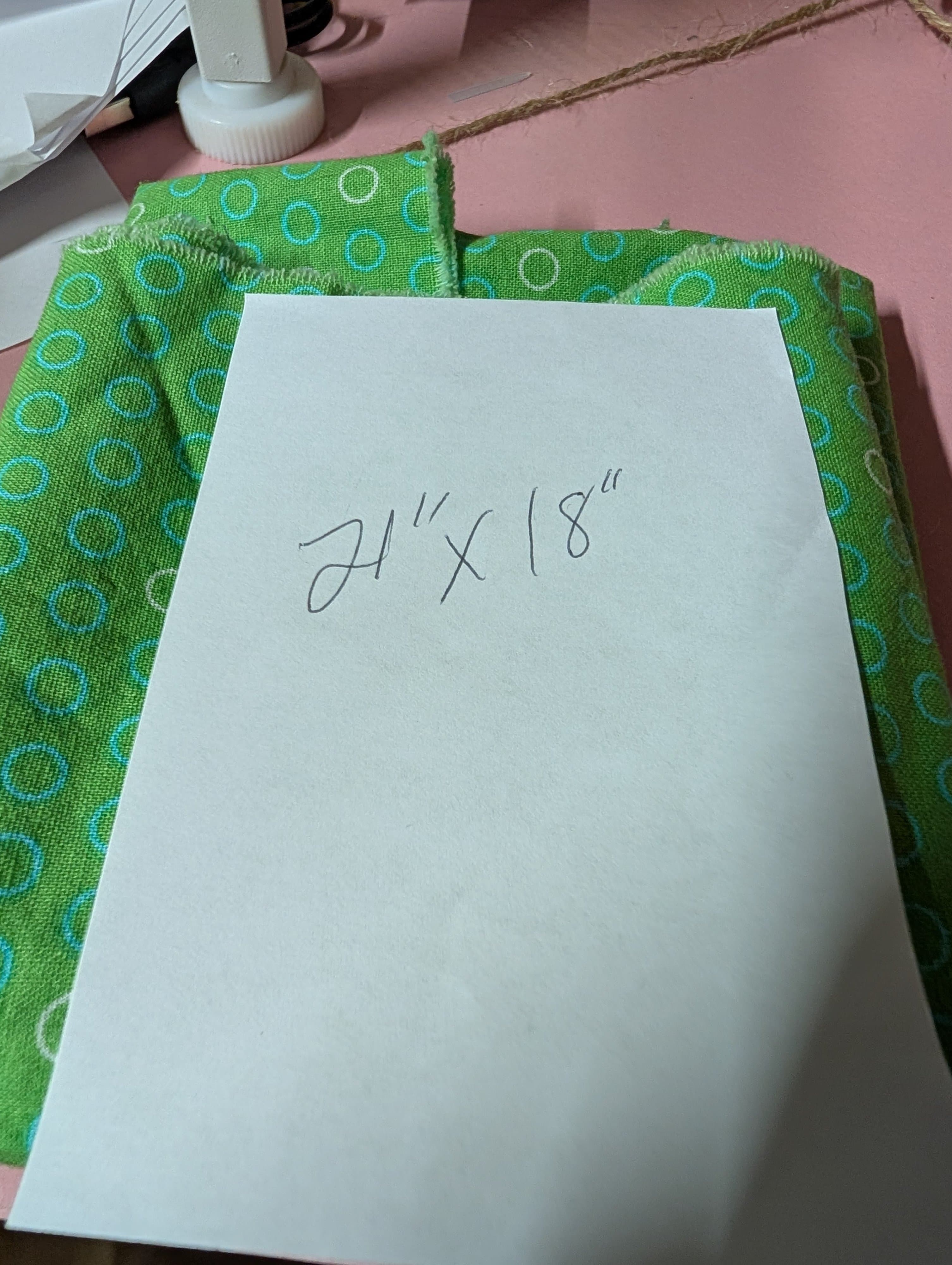 Green Polka Dot Fabric 24x18 Inches
