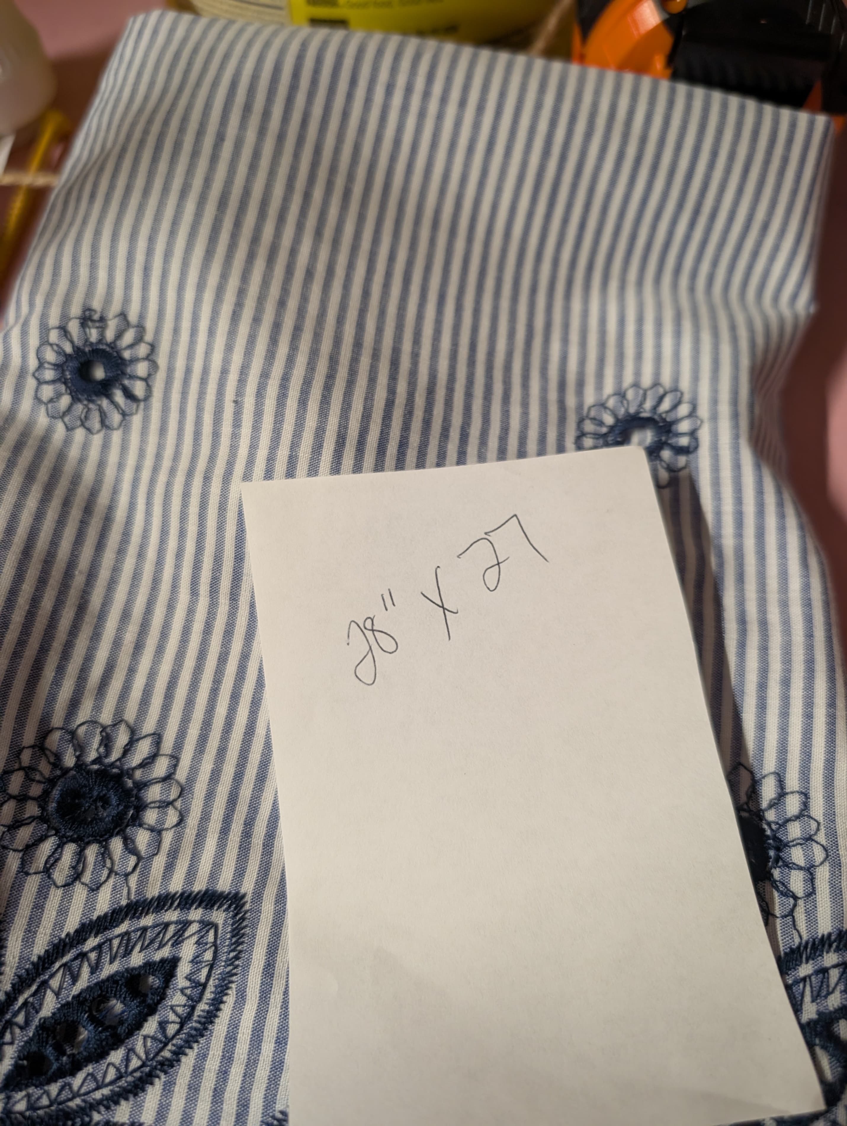 Striped Embroidered Fabric 38" x 27"