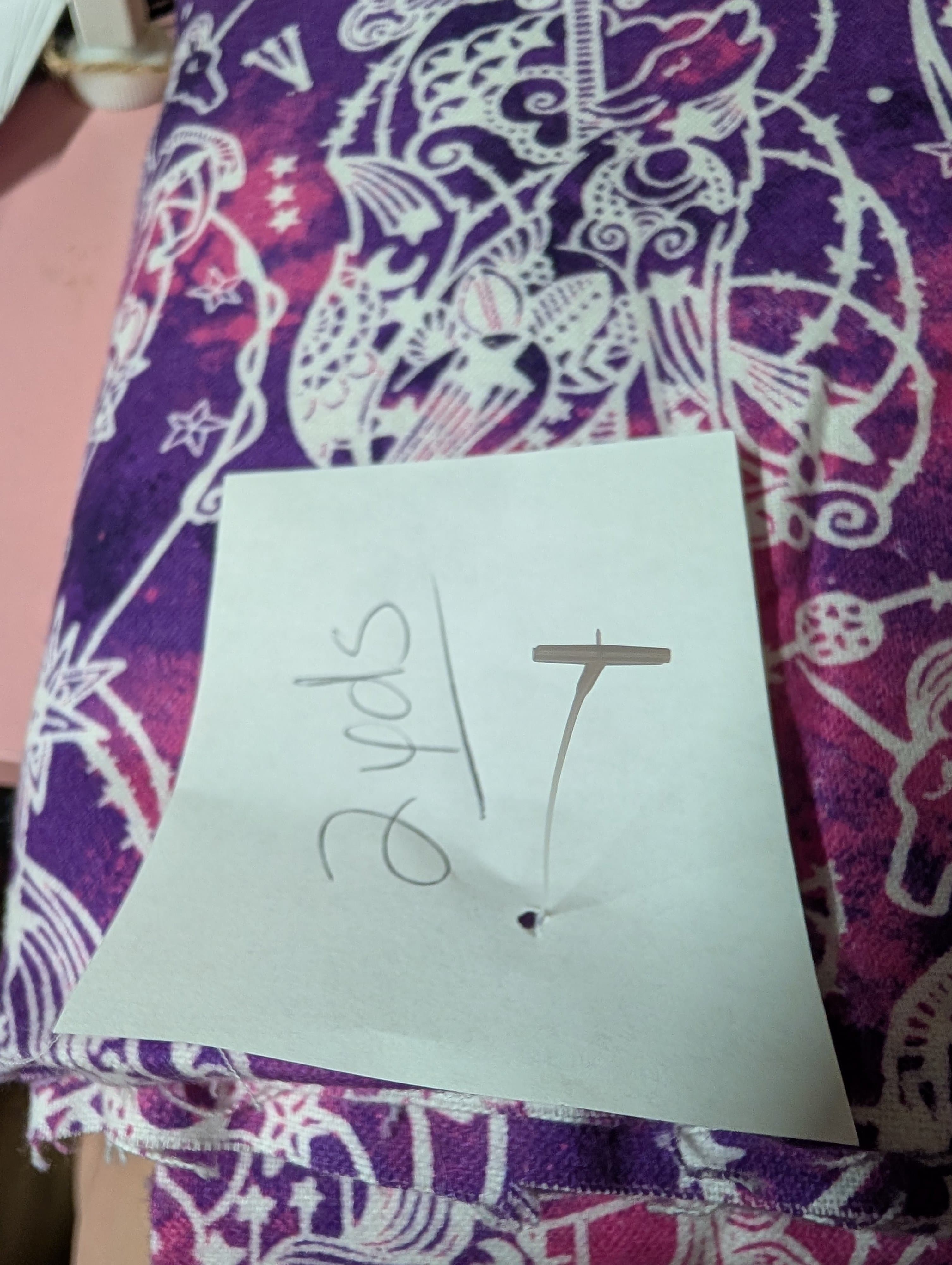 Purple and White Patterned Fabric 2 Yards