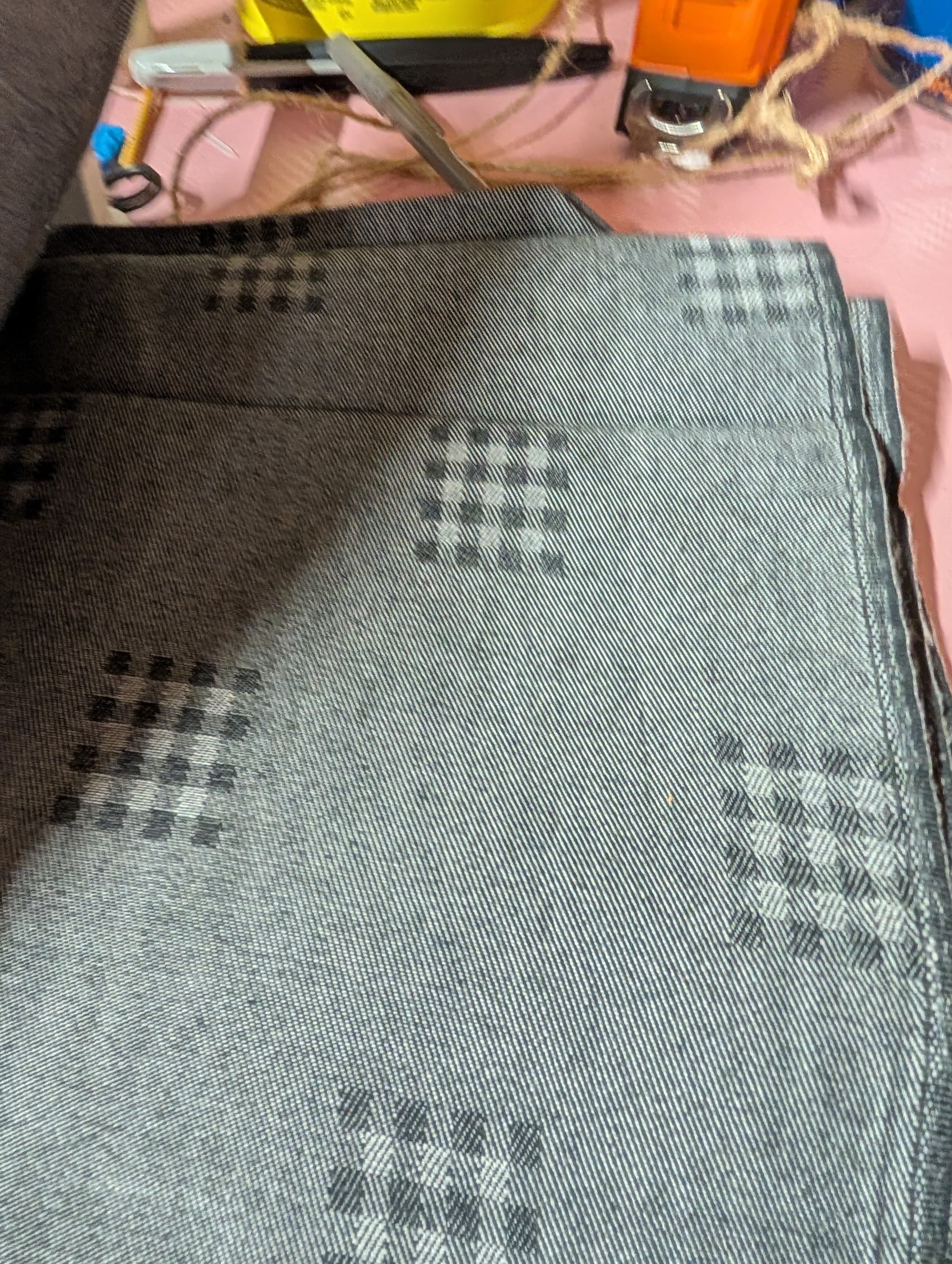 Geometric Patterned Denim Fabric 2yds x 1yd