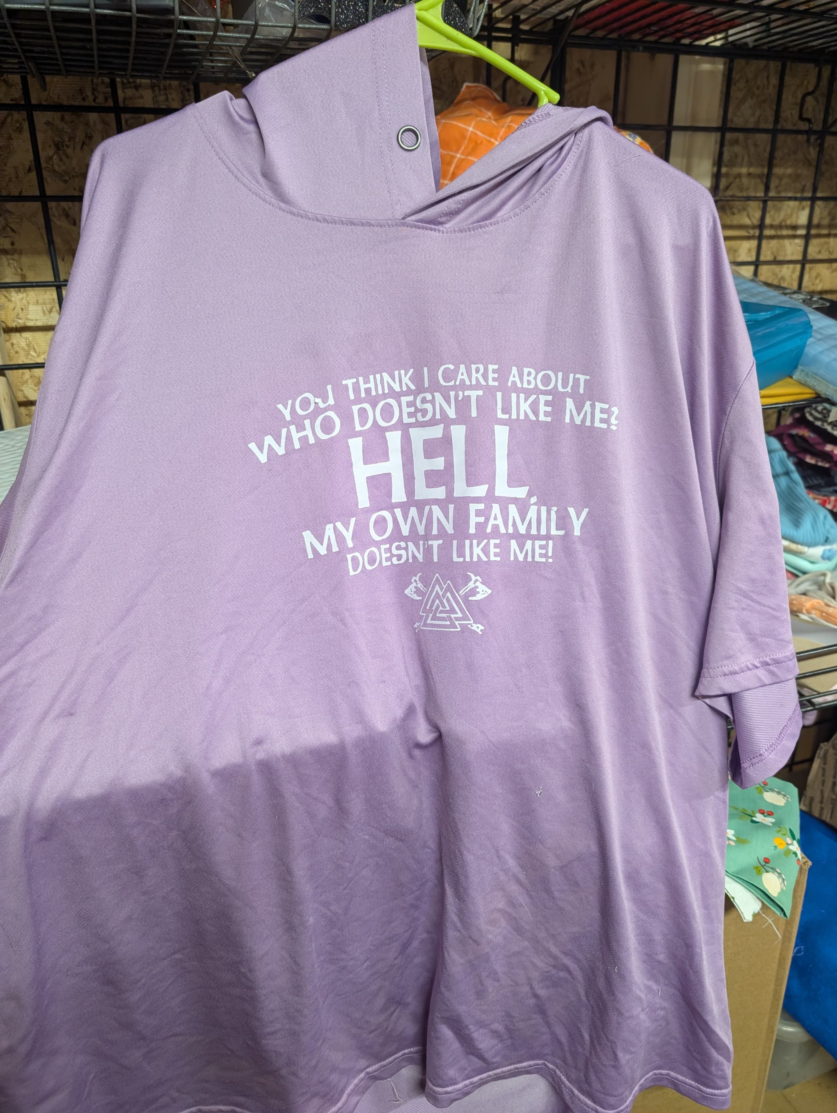 Purple Graphic Short Sleeve Shirt with Hood