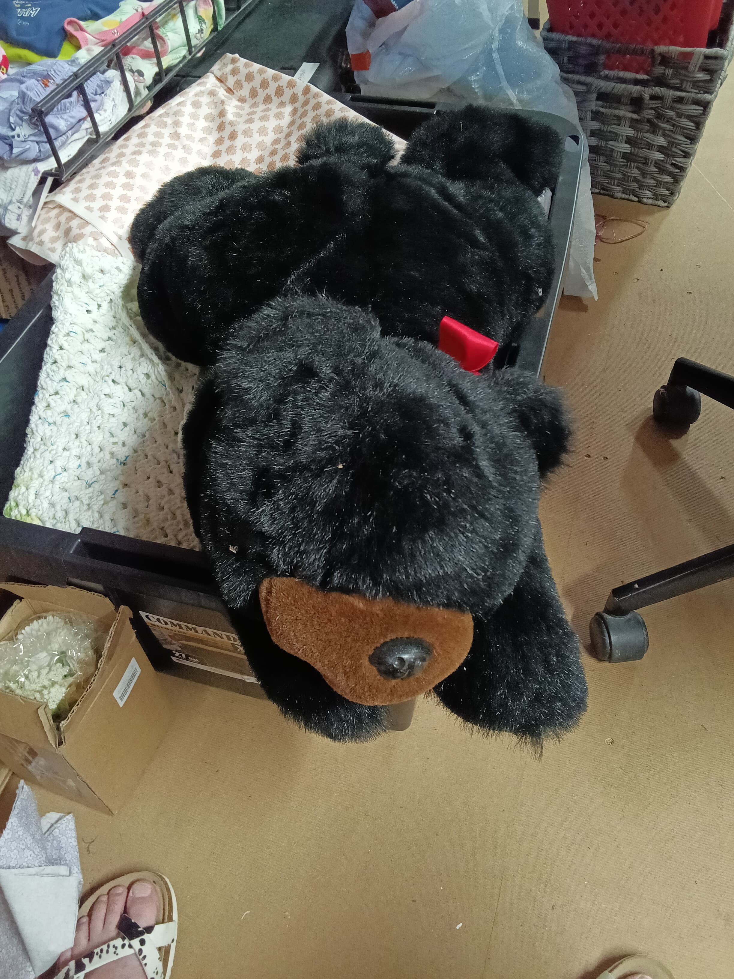 Large Plush Black Bear Stuffed Animal Toy