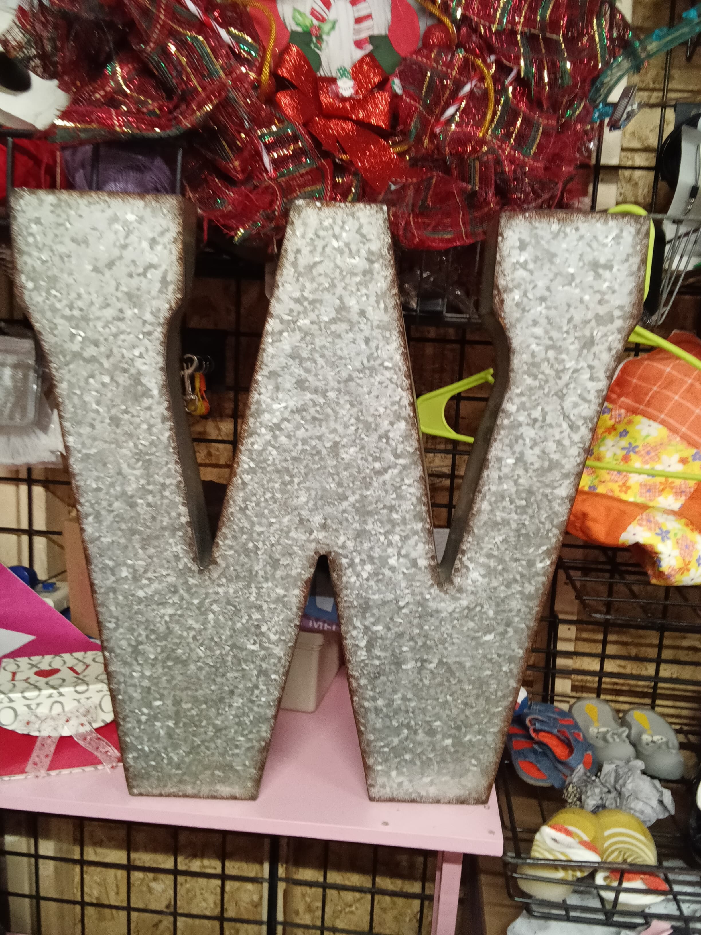 Galvanized Metal Letter W Wall Decor