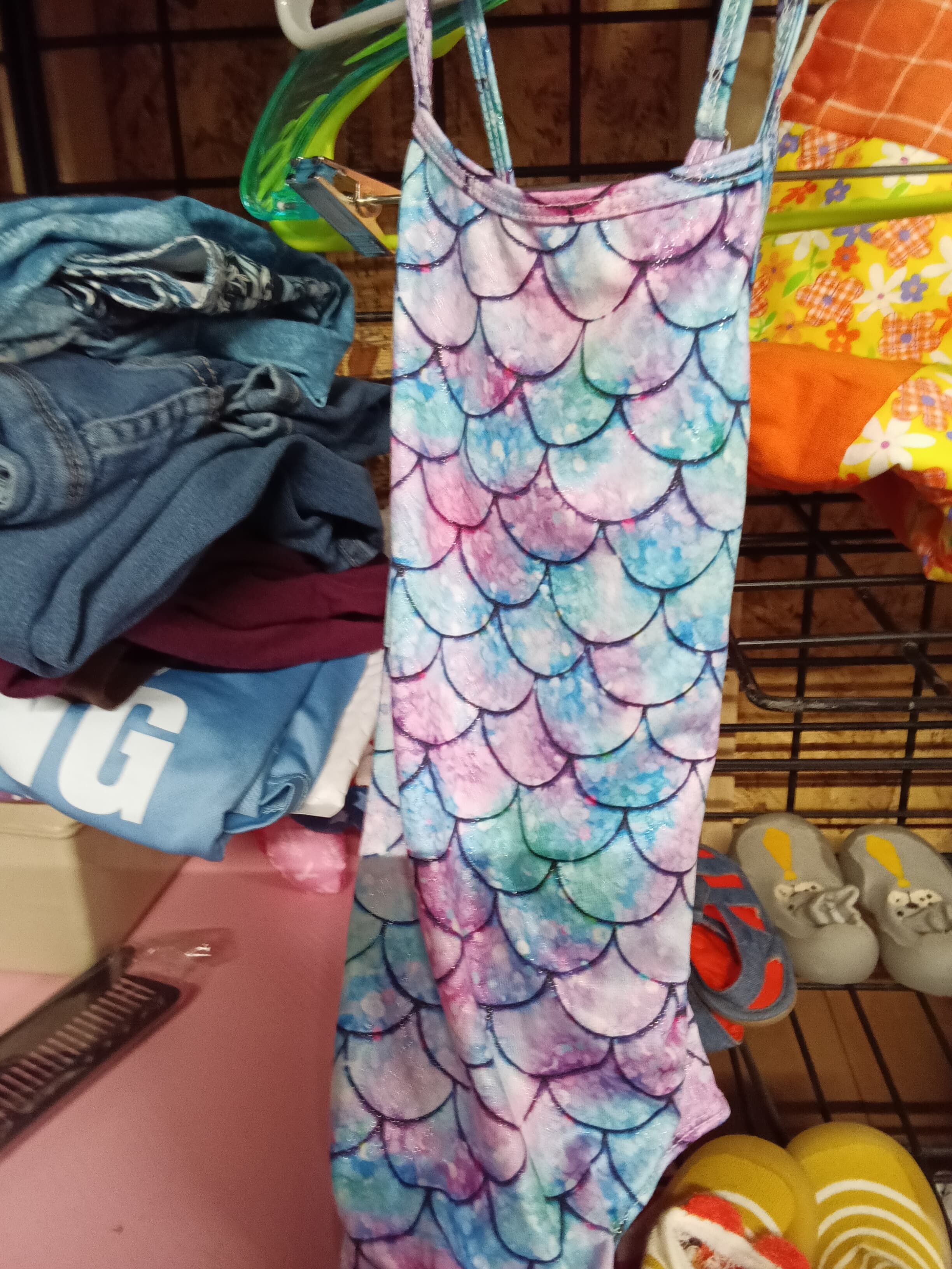 Mermaid Scale Pattern Girls Swimsuit