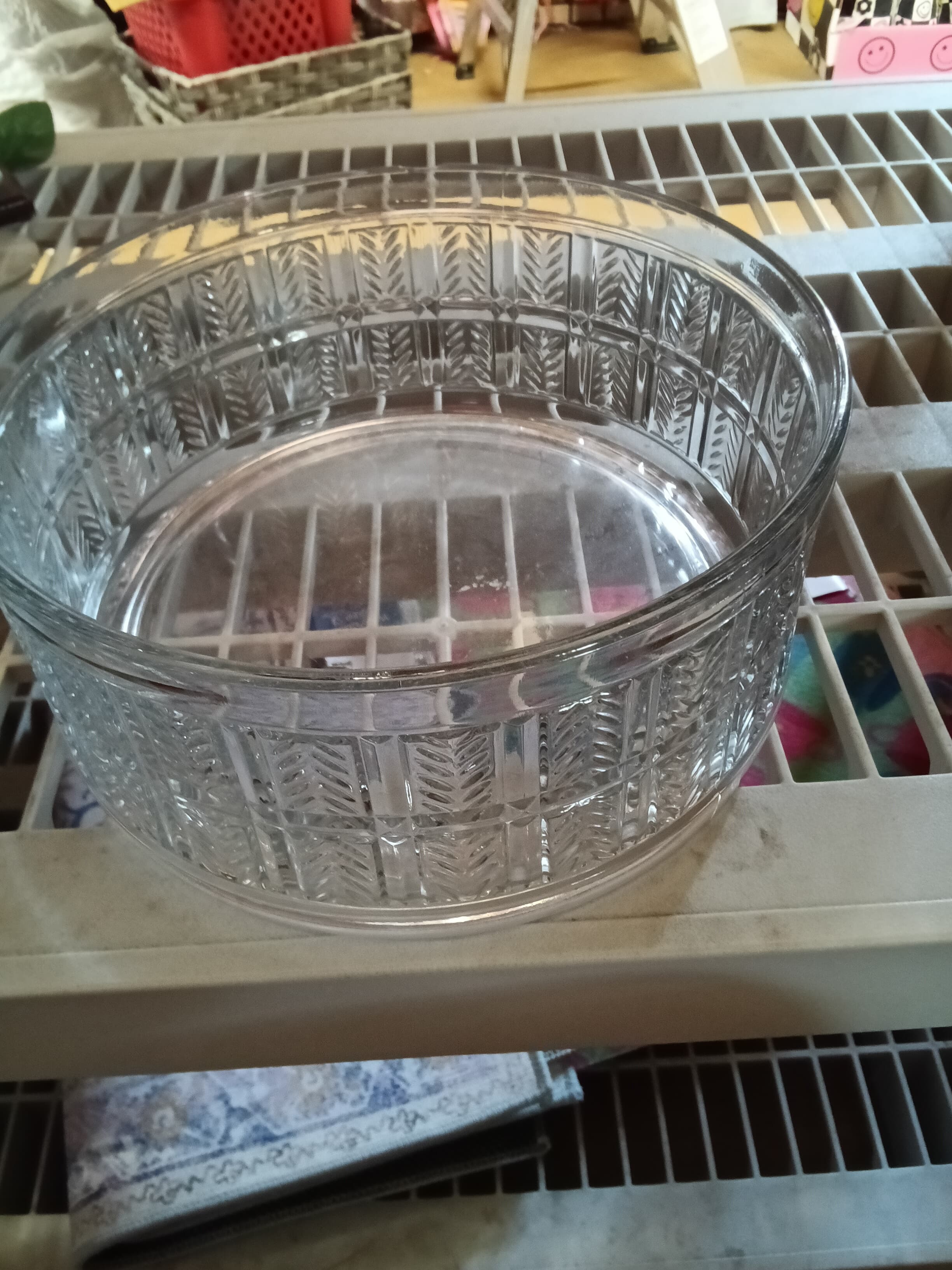 Cut Glass Decorative Bowl with Geometric Pattern