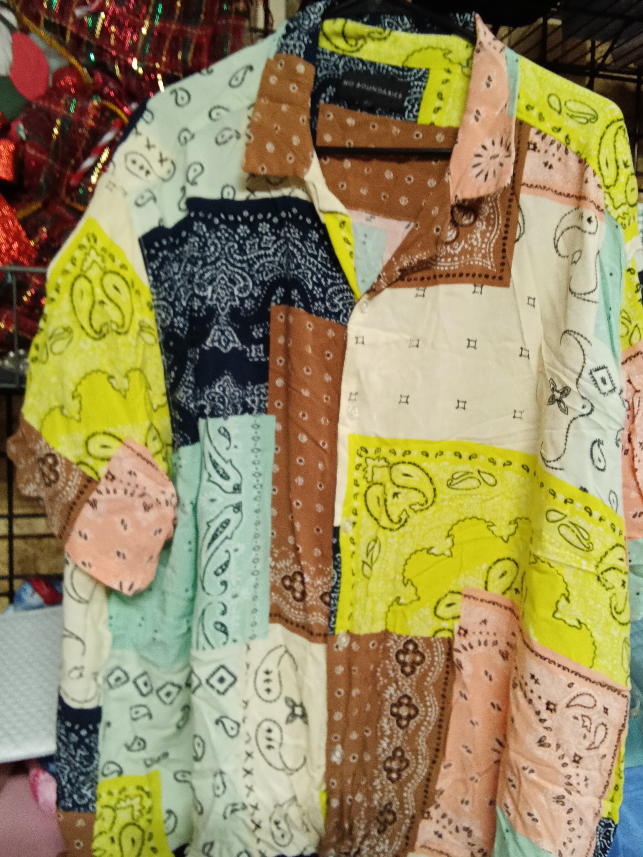 No Boundaries Patchwork Bandana Shirt Size 3XL