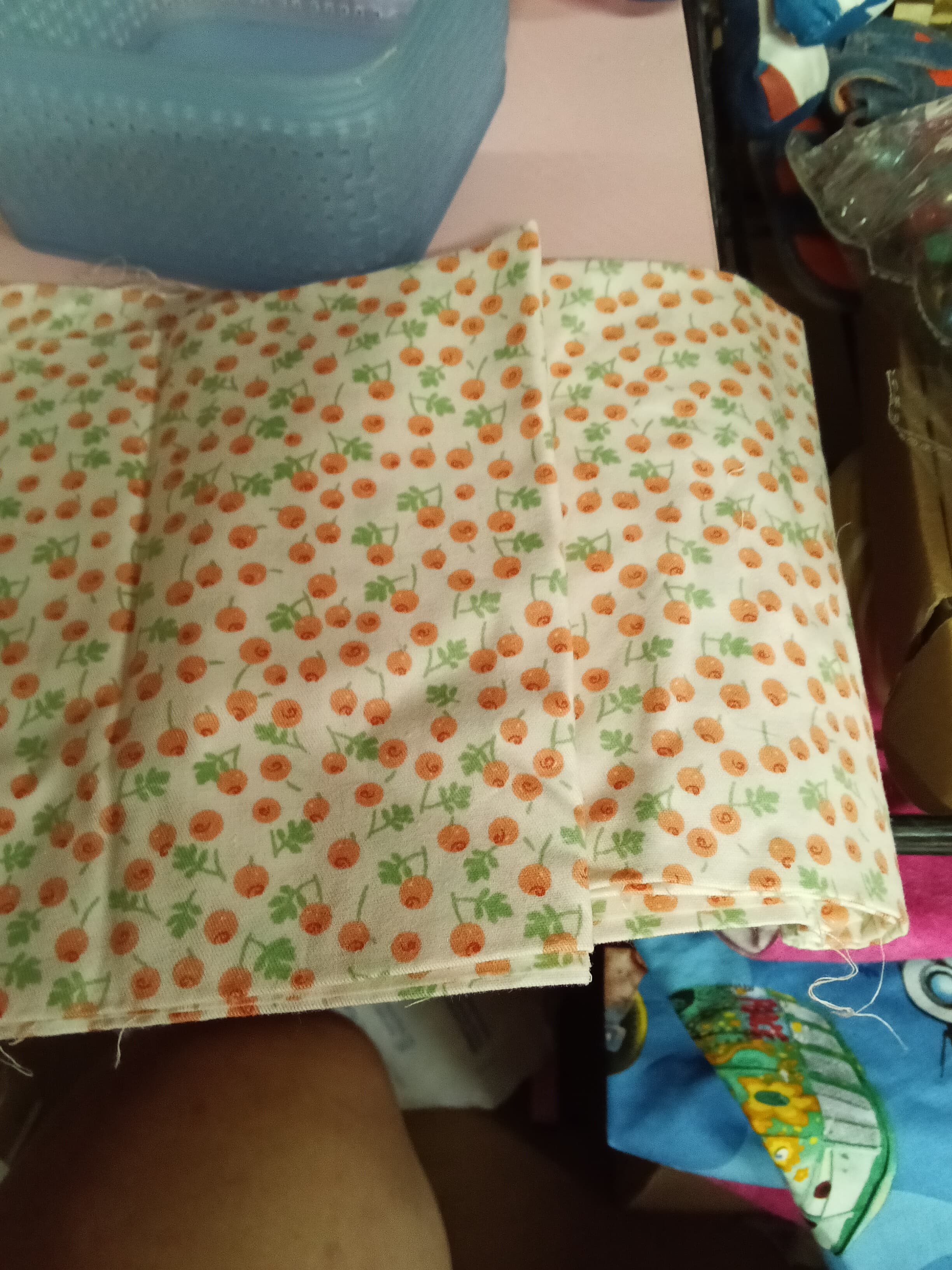 2 fat quarter Floral Print Quilting Fabric Orange Flowers