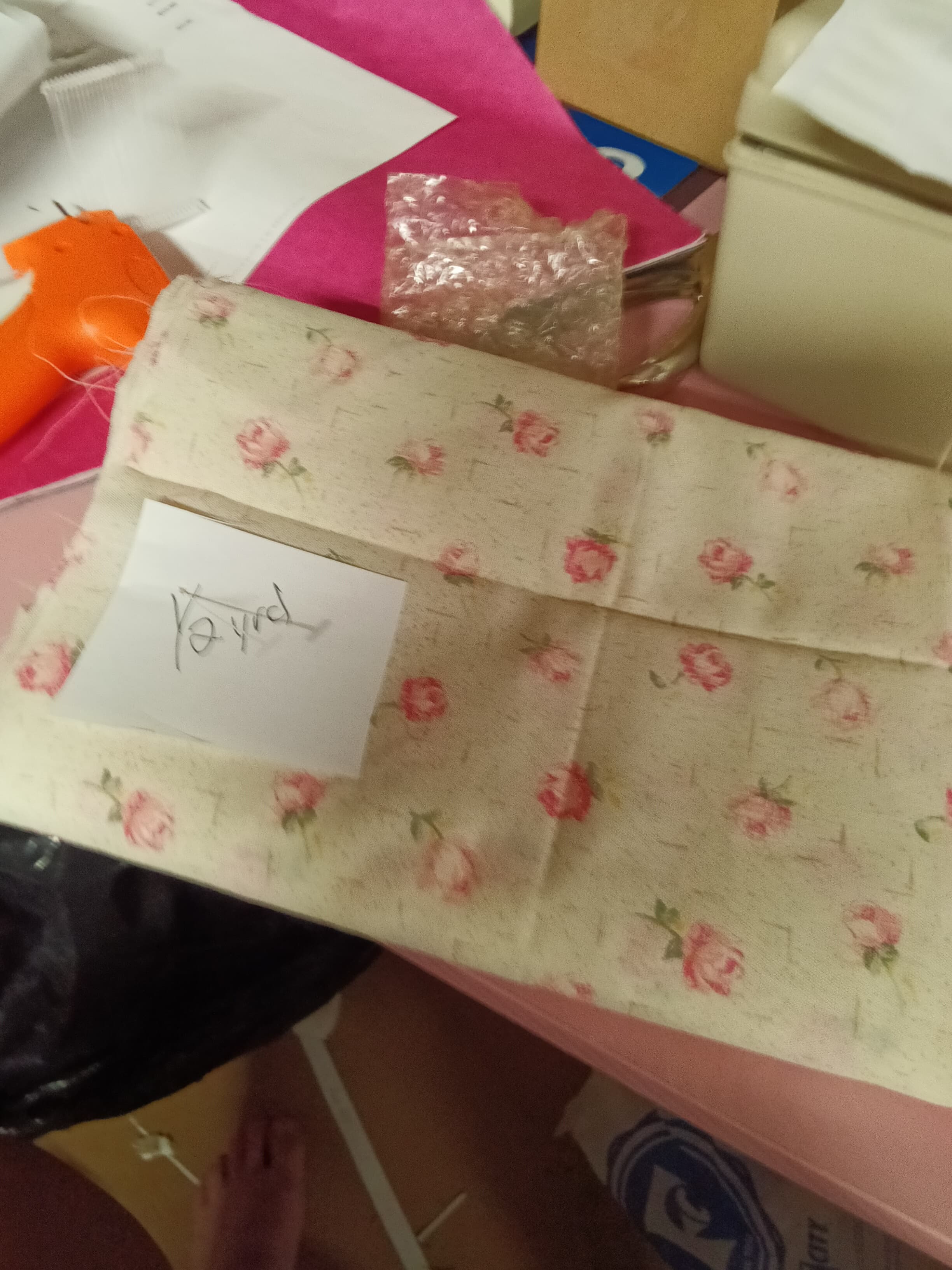 Floral Fabric with Pink Rose Pattern