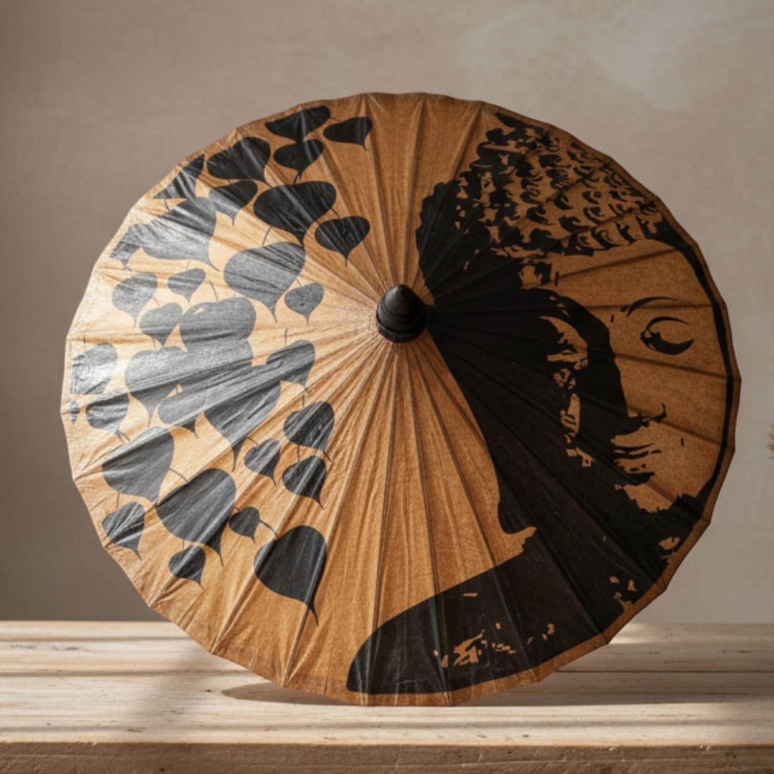 Vintage Japanese Paper Parasol | Hand-Painted Bamboo, Wabi Sabi Decor
