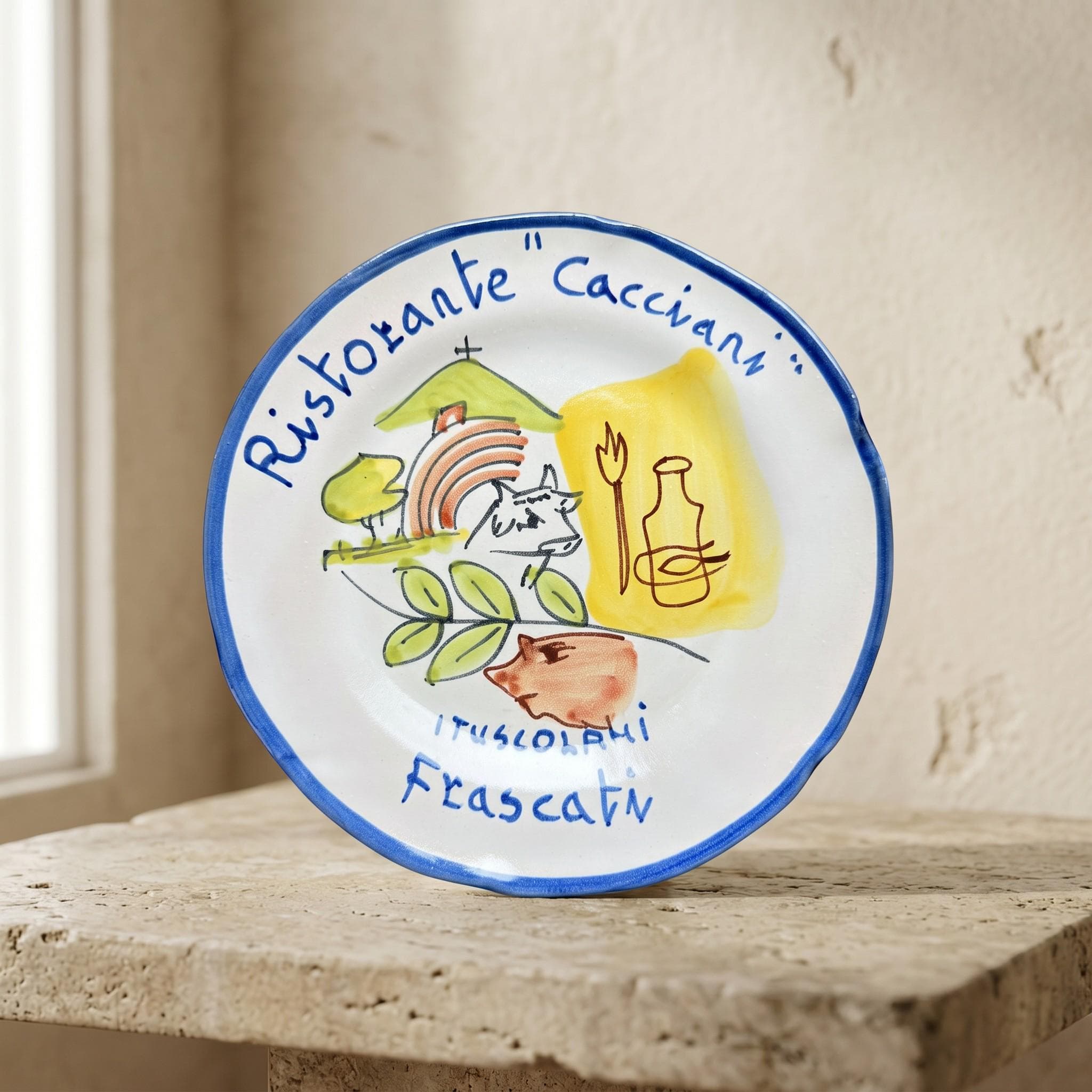 Vintage Vietri Ceramic Plate: Hand-Painted Italian Restaurant Frascati Kitchen Decor 1993