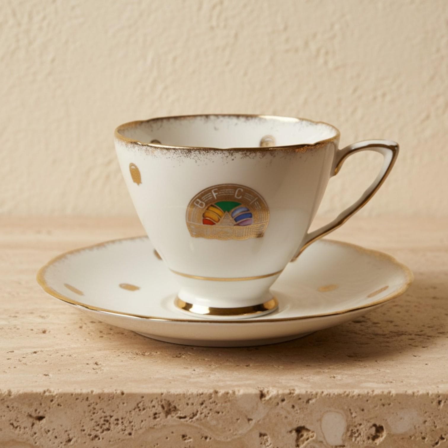 Vintage Royal Stafford Tea Cup and Saucer | English Bone China, Gold Trim