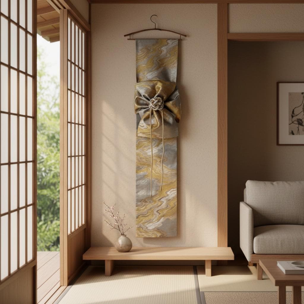 Japanese Silk Obi Wall Art | Upcycled Kimono Tapestry