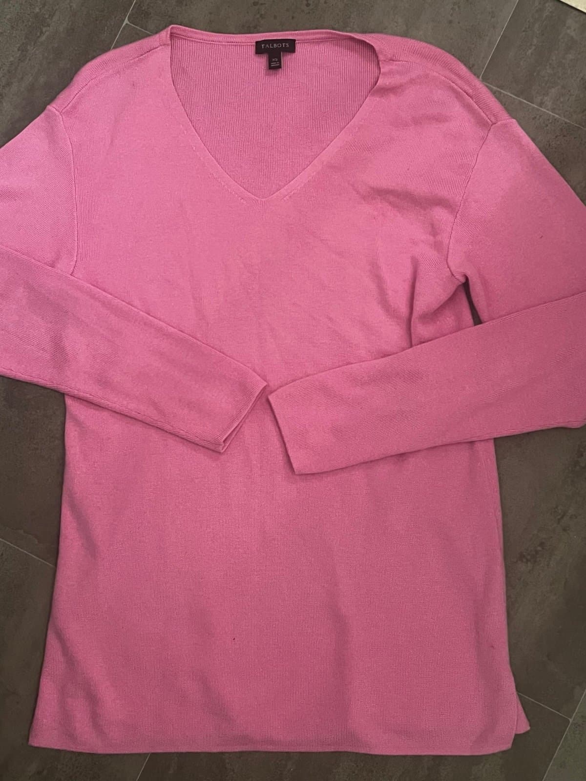 Talbots Pink Sweater, V Knick, XS