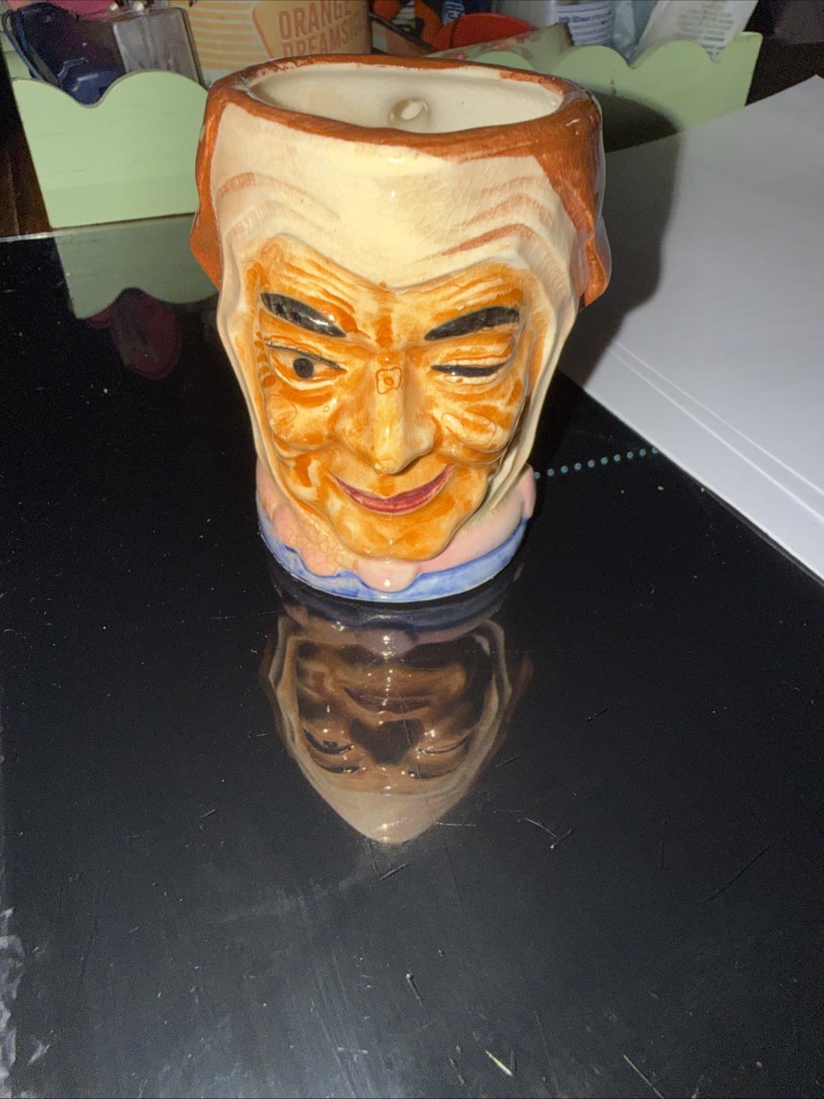 Vintage Wales China Toby Character Mug Winking Jester Japan Ceramic 3"