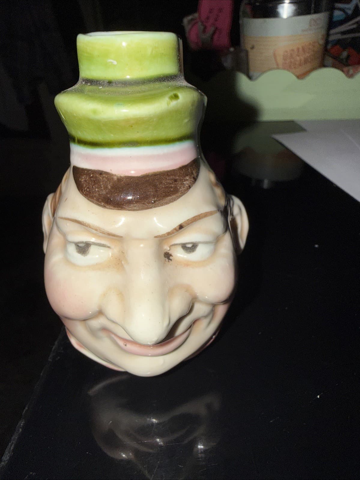 antique sarreguemines Majolica Jolly Fellow Face Jug Pitcher Mold 3183
