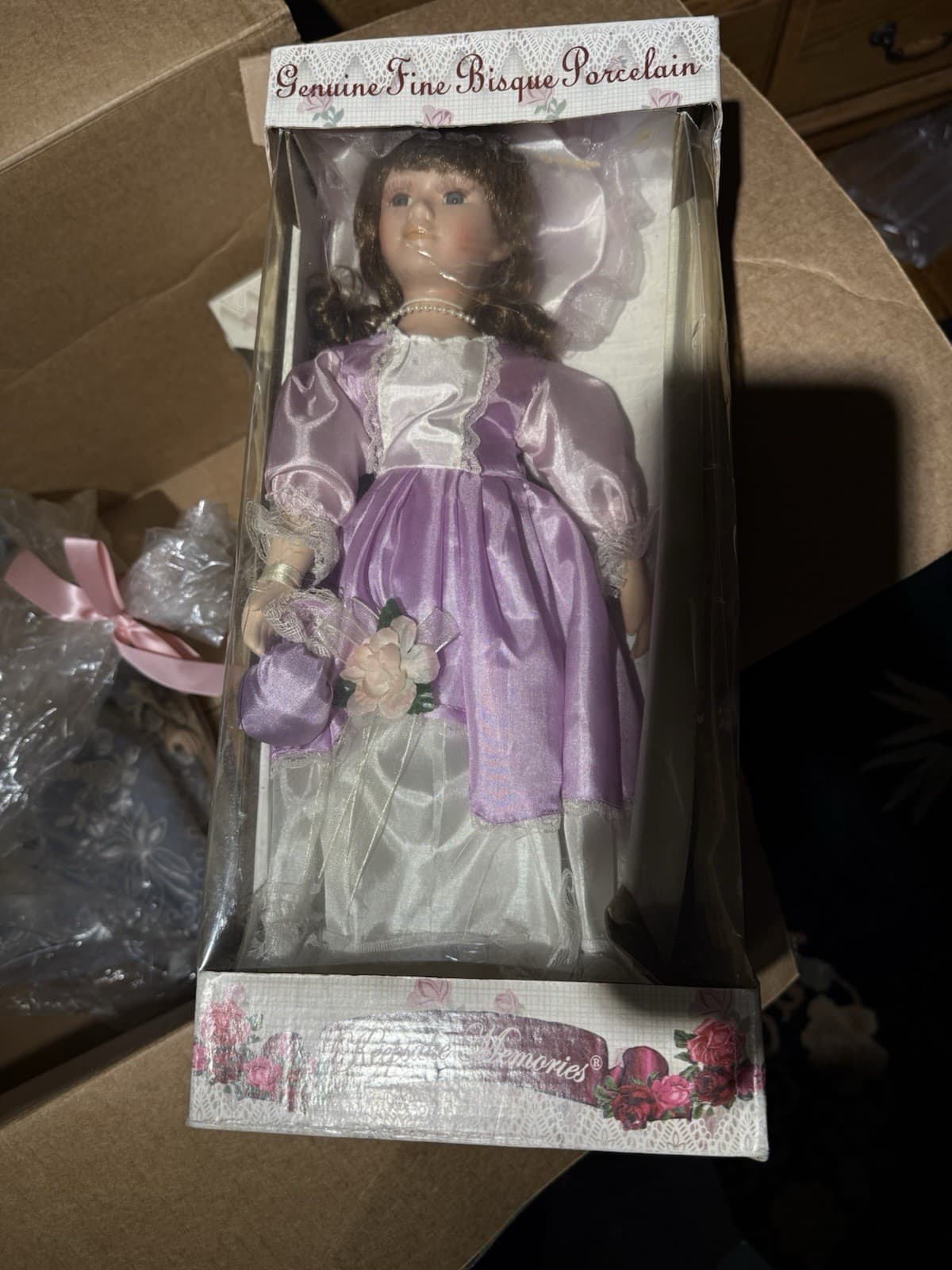 Vintage Keepsake Memories Doll Genuine Fine Bisque Porcelain in Original Box