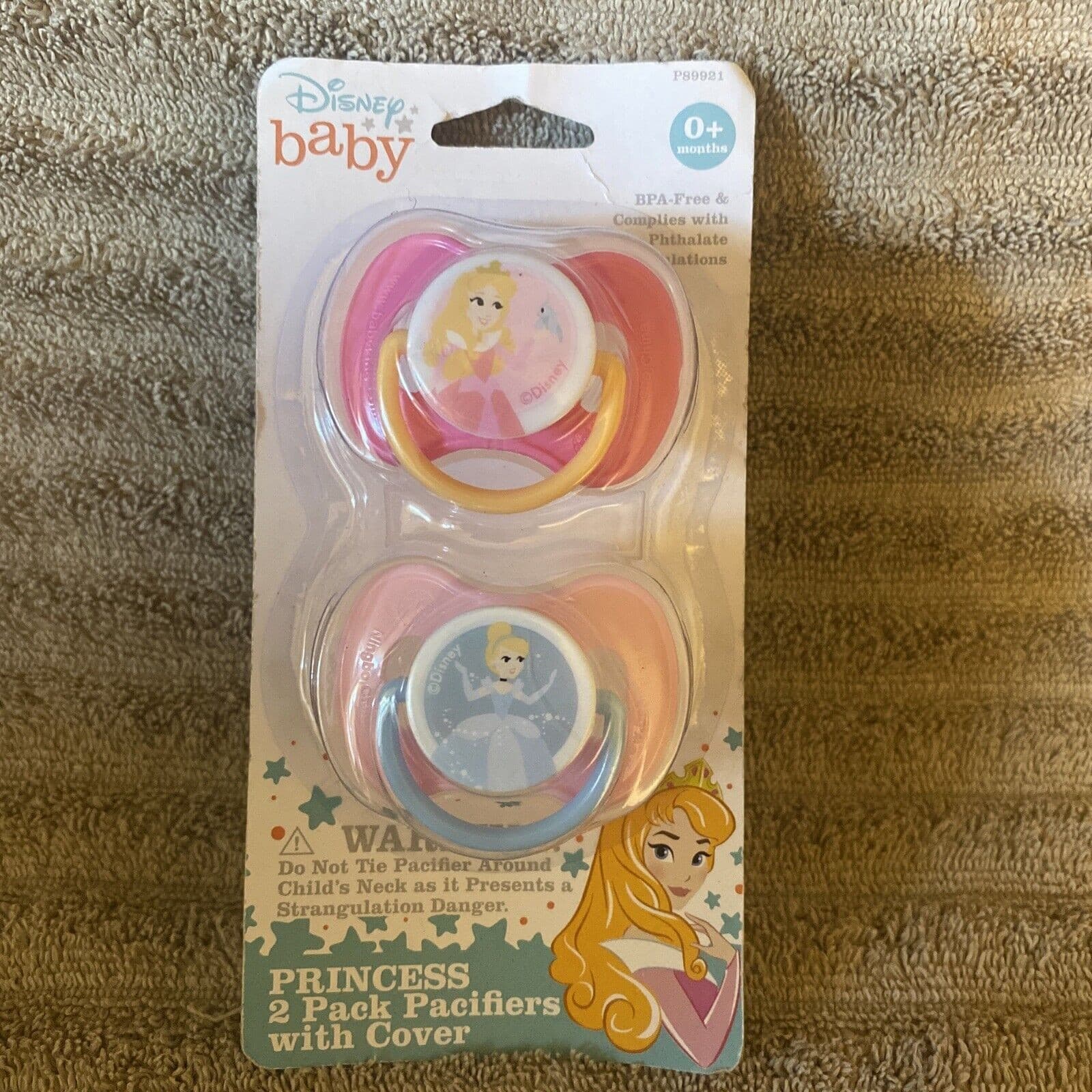 Disney Princess Baby Infant Pacifier Binky Soother Cinderella Aurora Pink - New