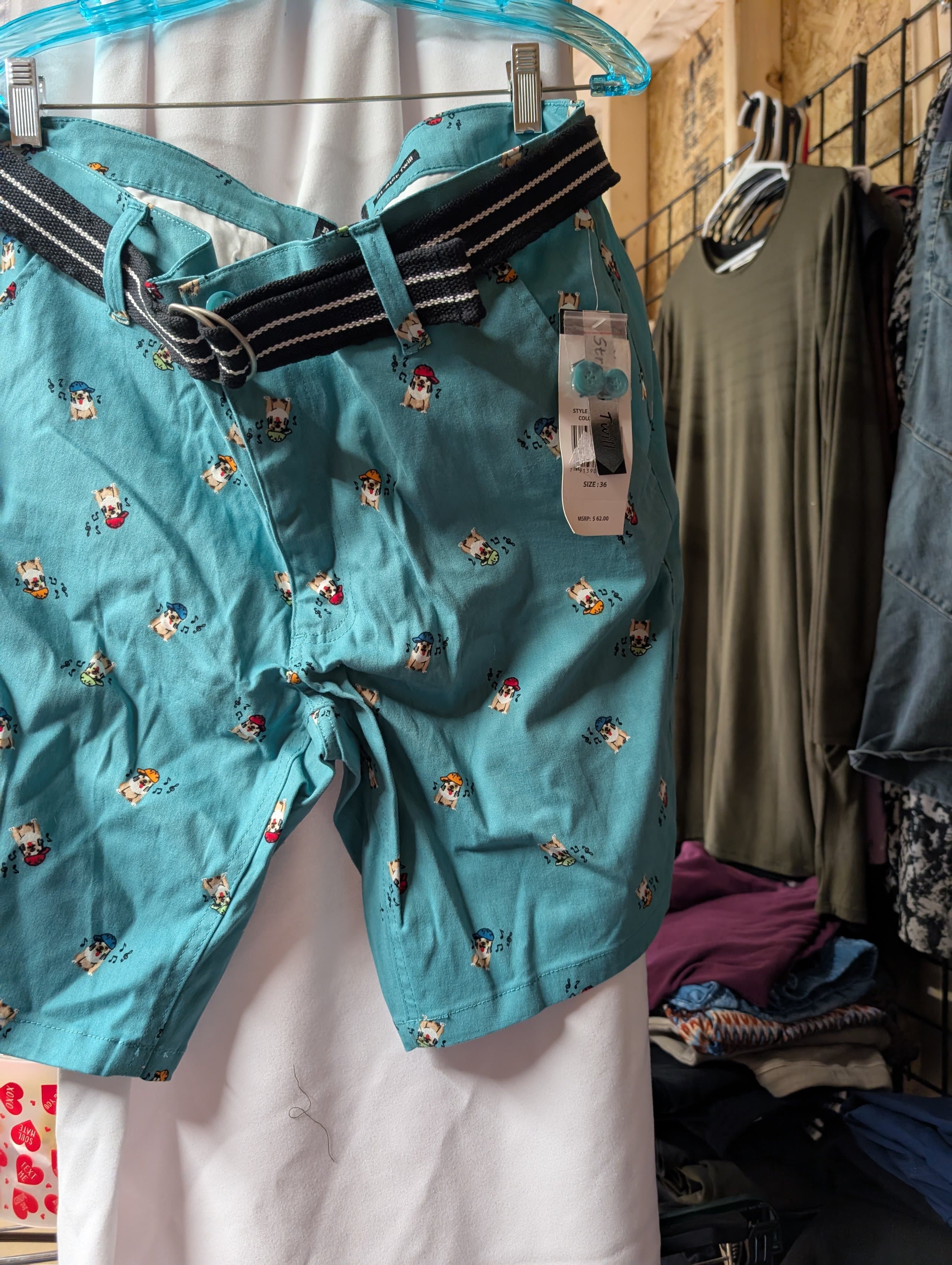 Raw Yarn Industries Men's Shorts Size 36 Teal Print