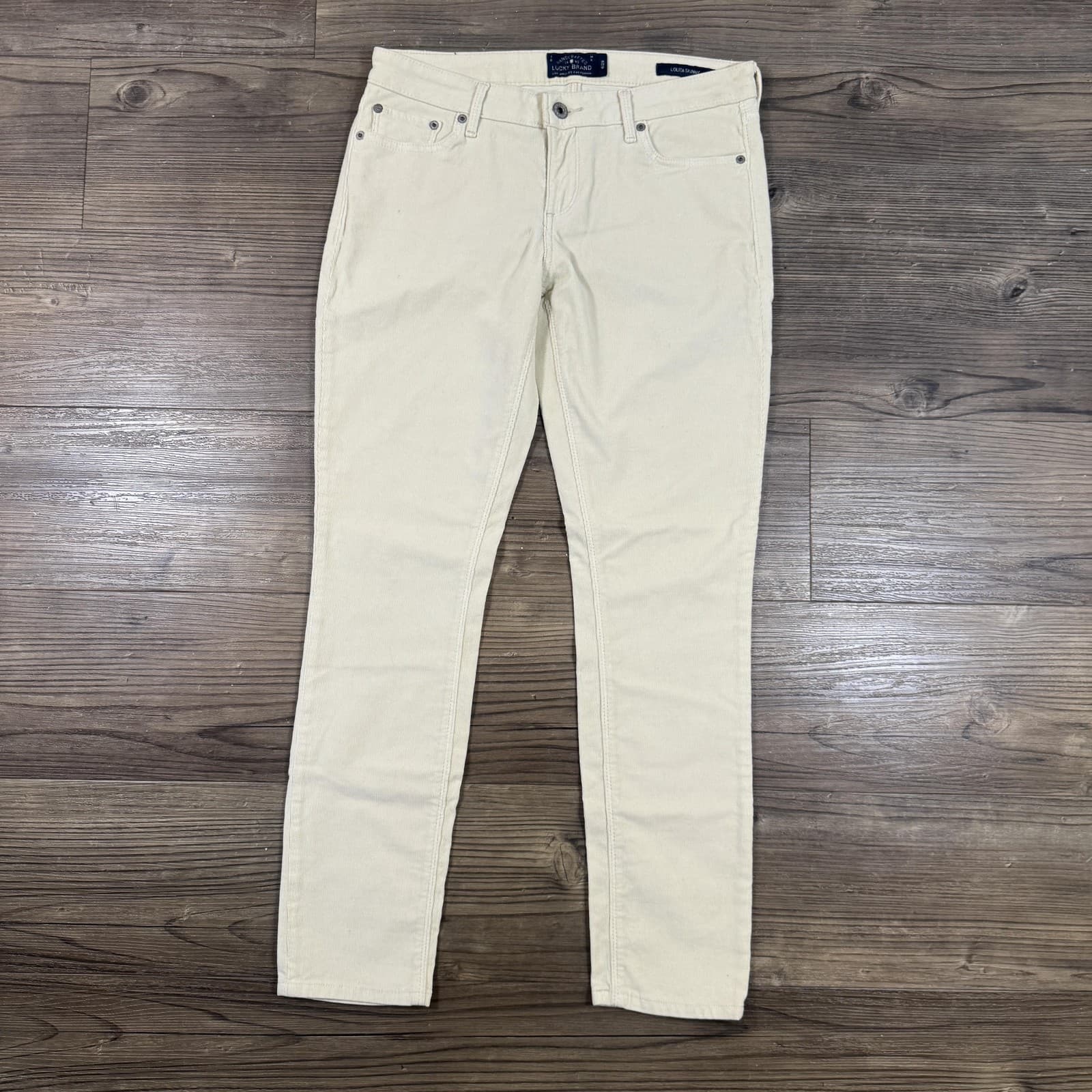 Lucky Brand Lolita Skinny Jeans Corduroy Stretch White Mid Rise Womens 6/28