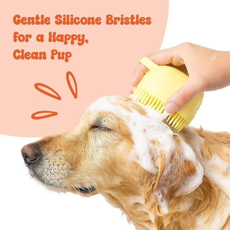 8.5 x 7.5cm Self-Foaming Pet Shampoo Brush - Cute Smiley Dog Grooming Tool