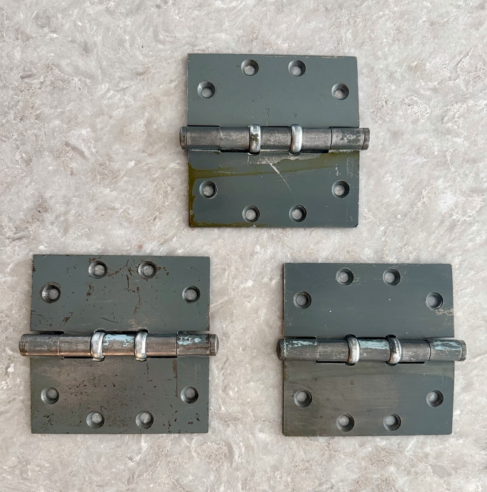 Vintage Stanley BB146 Steel Door Hinges 4.5 x 4.5 Set of 3 Commercial