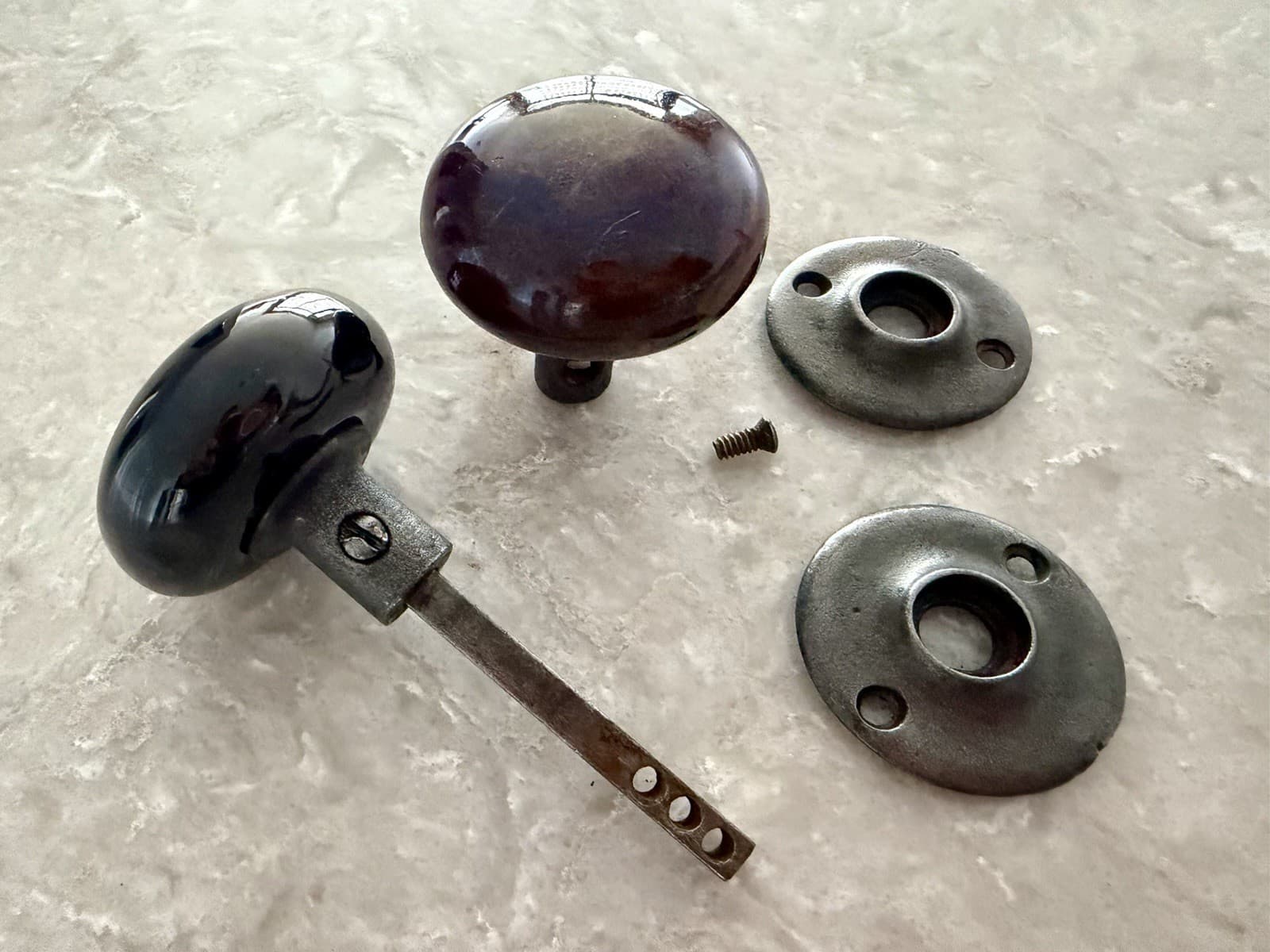 Antique Clay Stoneware Door Knob Set