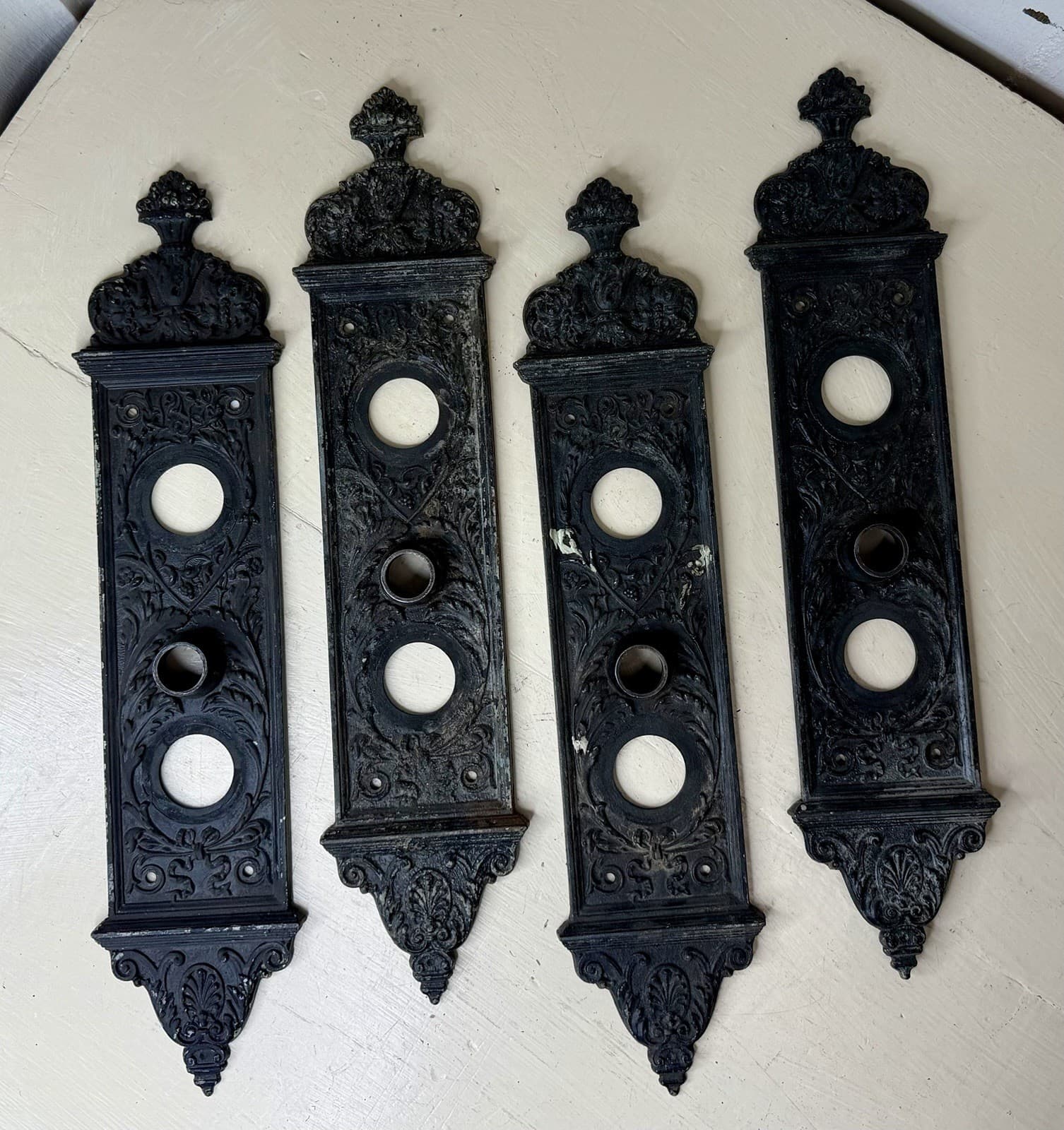 Yale & Towne Cast Iron Door Backplate Escutcheon 15.5" Victoriana