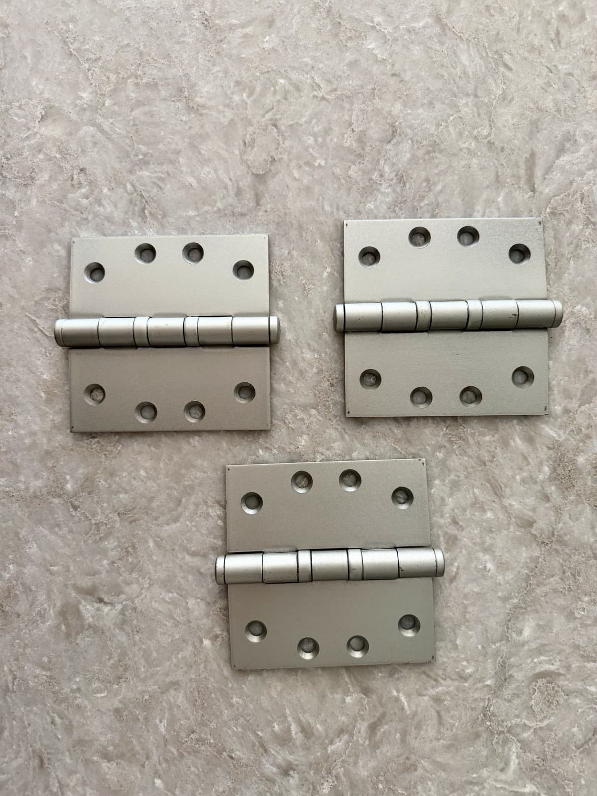 National MFG Co 4” x 4” Steel Door Hinges NOS Satin Finish Set of 3